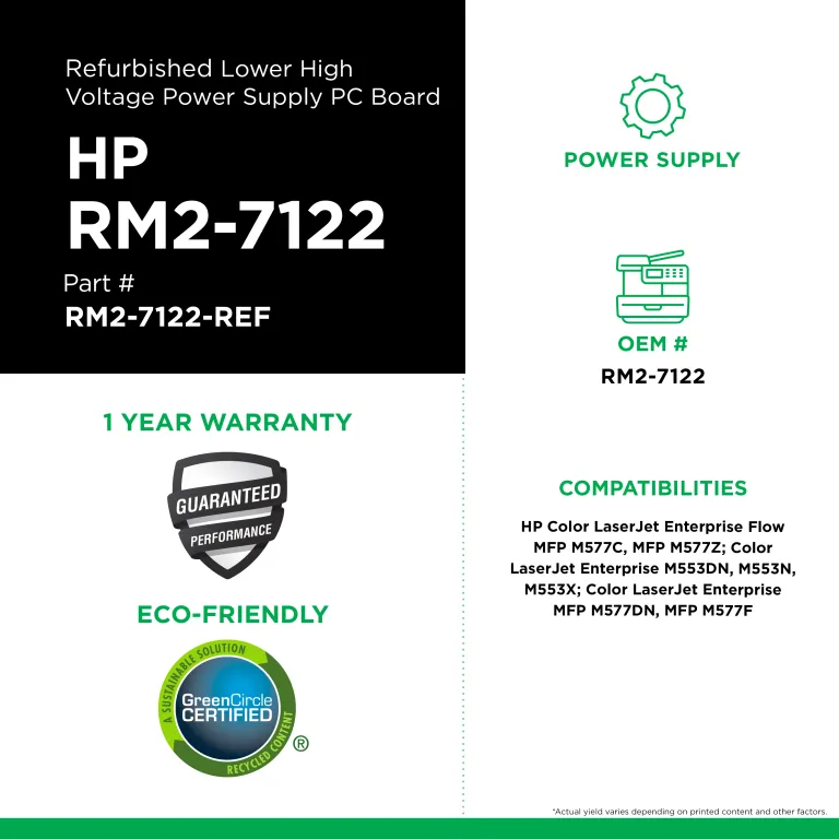 HP M552 Lower HVPS PC Brd Assy