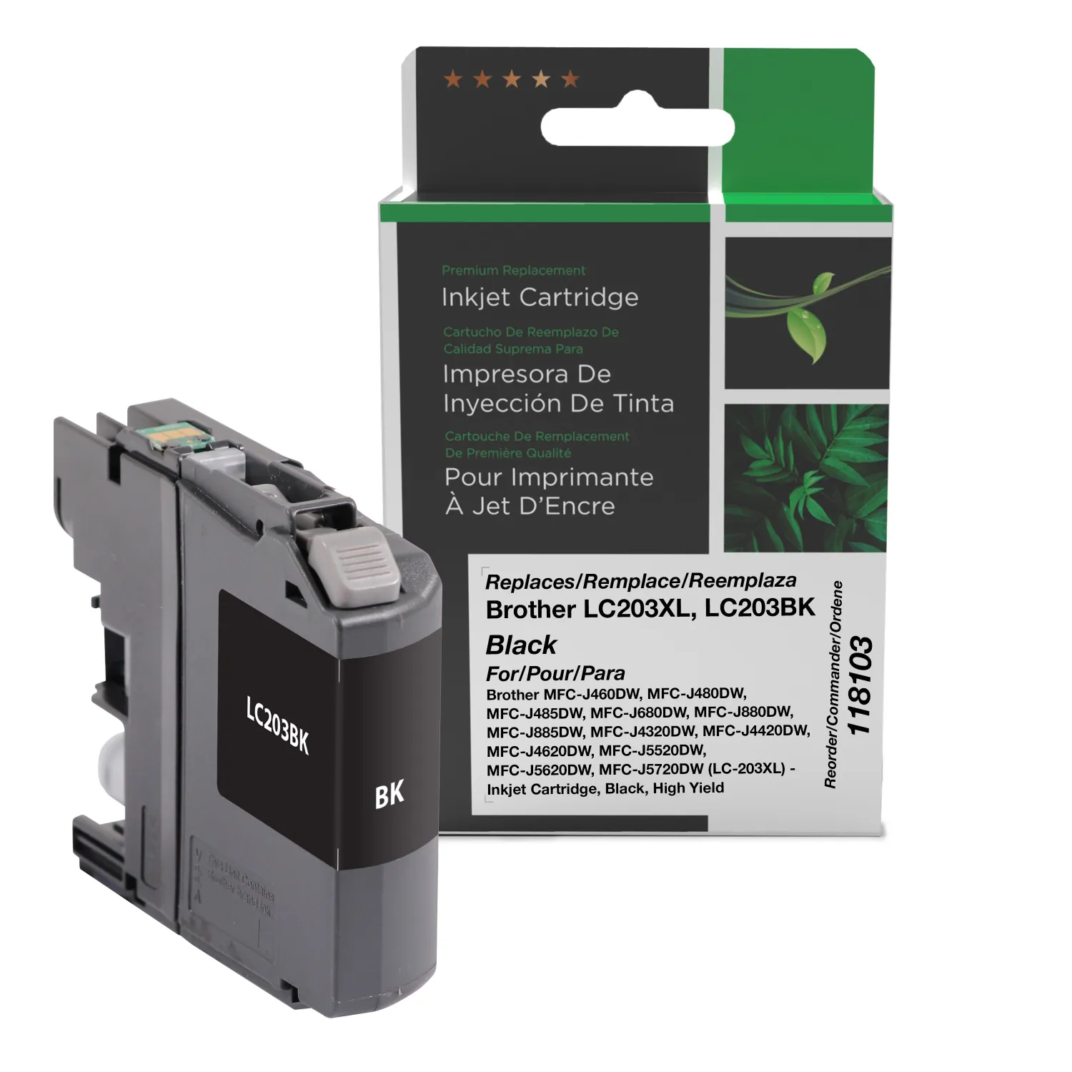 Clover Remanufactured High Yield Black Ink Cartridge for Brother LC203XL 118103