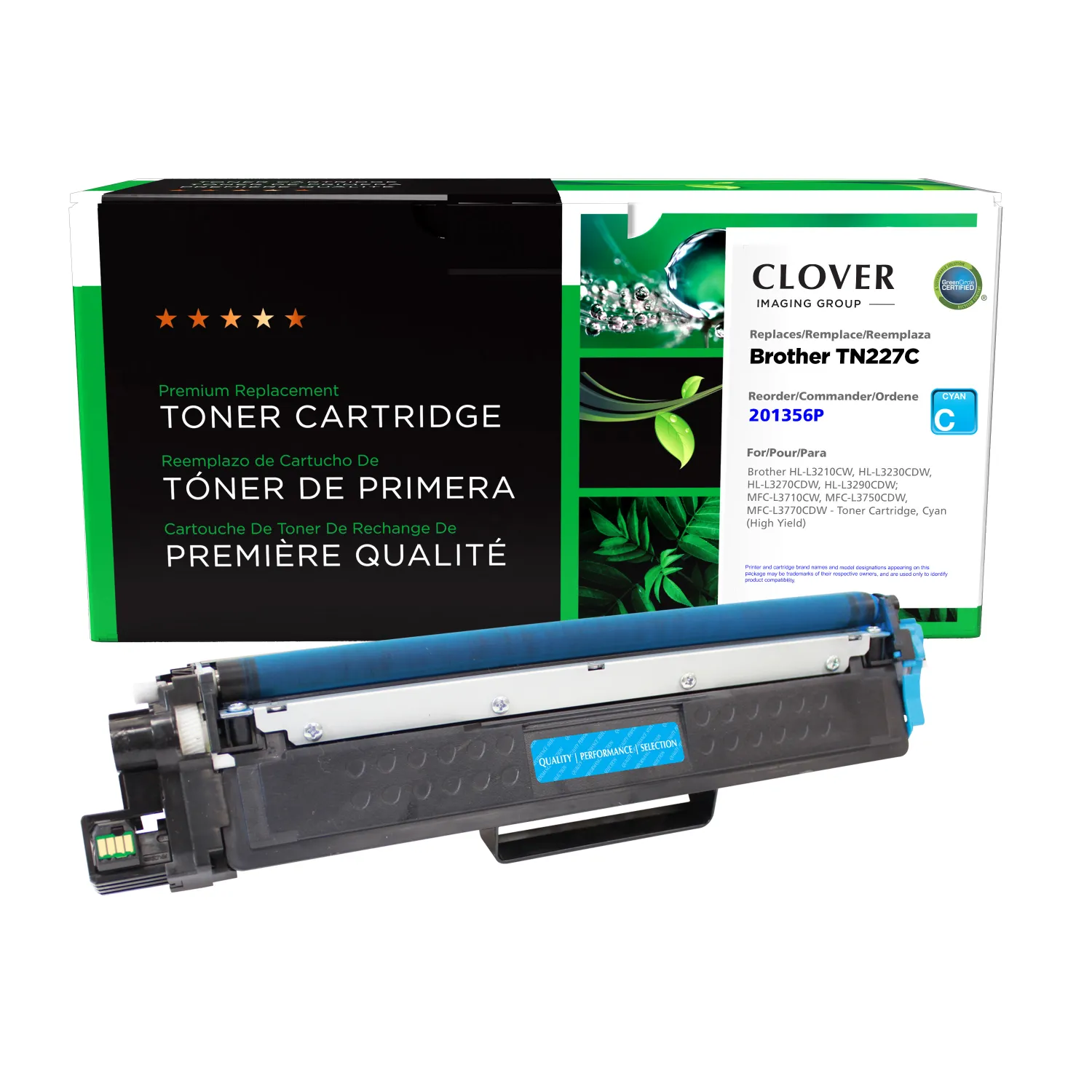Clover Remanufactured High Yield Cyan Toner Cartridge for Brother TN227 201356P