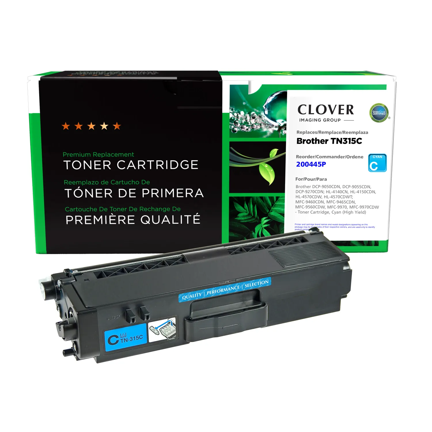 Clover Remanufactured High Yield Cyan Toner Cartridge for Brother TN315 200445P