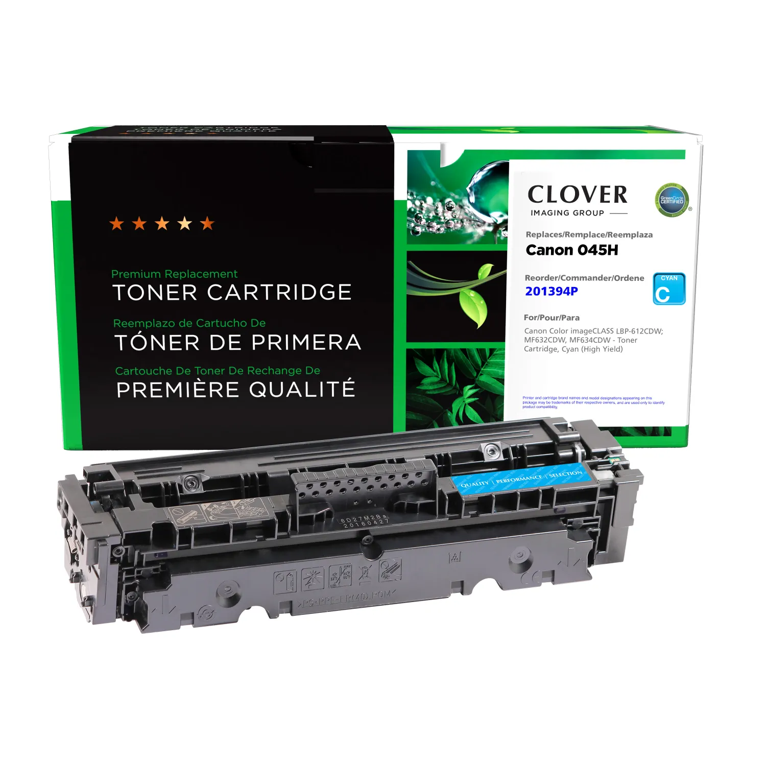 Clover Remanufactured High Yield Cyan Toner Cartridge for Canon 045H (1245C001) 201394P