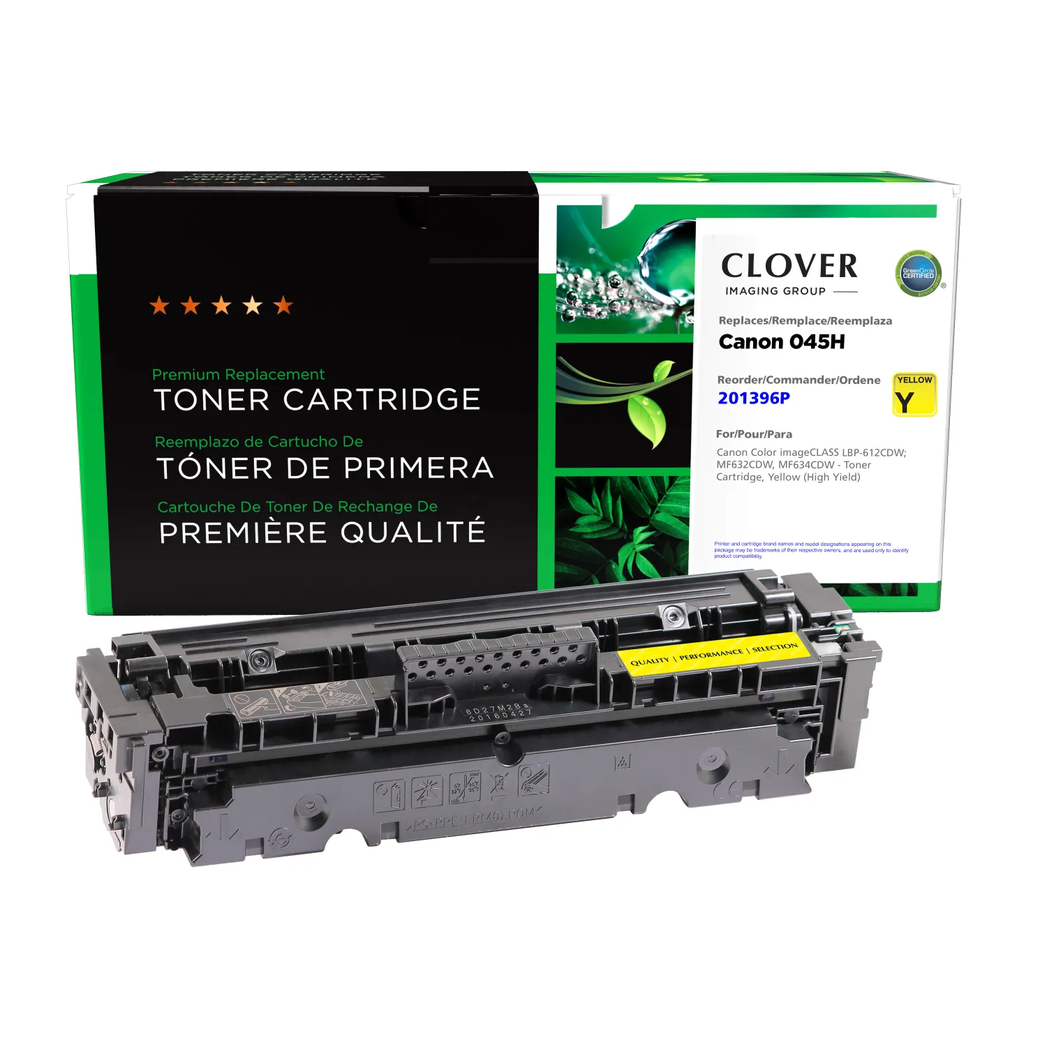 Clover Remanufactured High Yield Yellow Toner Cartridge for Canon 045H (1243C001) 201396P