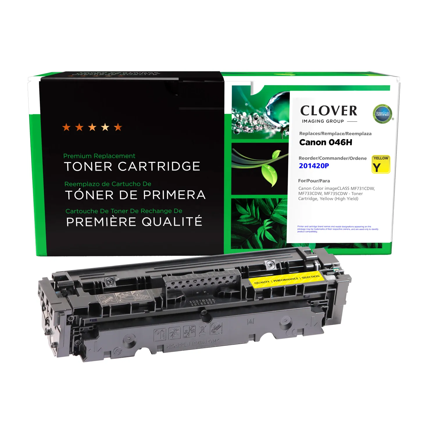 Clover Remanufactured High Yield Yellow Toner Cartridge for Canon 046H (1251C001) 201420P