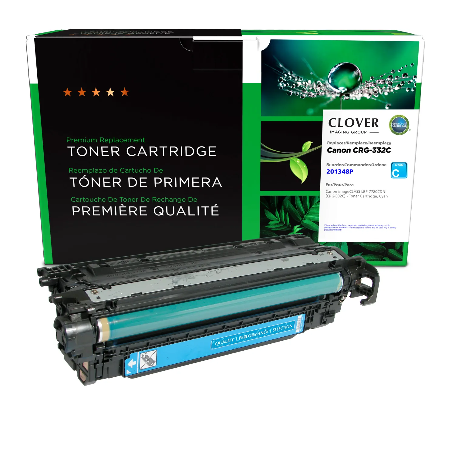 Clover Remanufactured Cyan Toner Cartridge for Canon CRG-332C (6262B012) 201348P