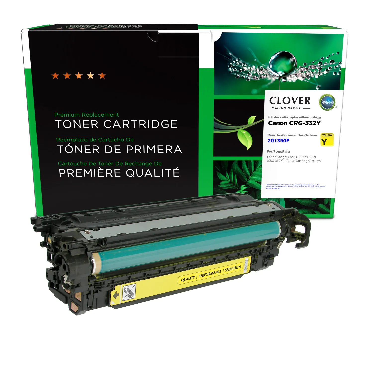 Clover Remanufactured Yellow Toner Cartridge for Canon CRG-332Y (6260B012) 201350P