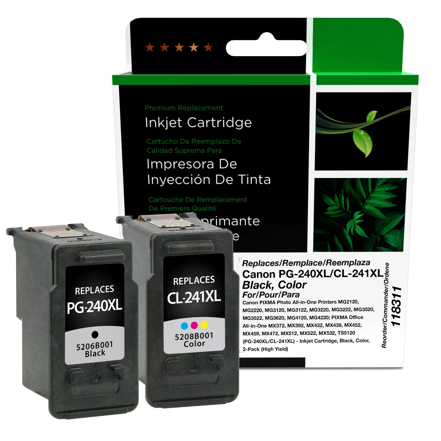 Clover Remanufactured High Yield Black, Color Ink Cartridges for Canon PG-240XL/CL-241XL 2-Pack 118311
