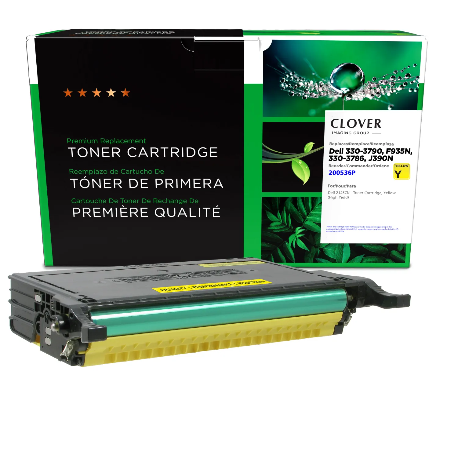 Clover Remanufactured High Yield Yellow Toner Cartridge for Dell 2145 200536P