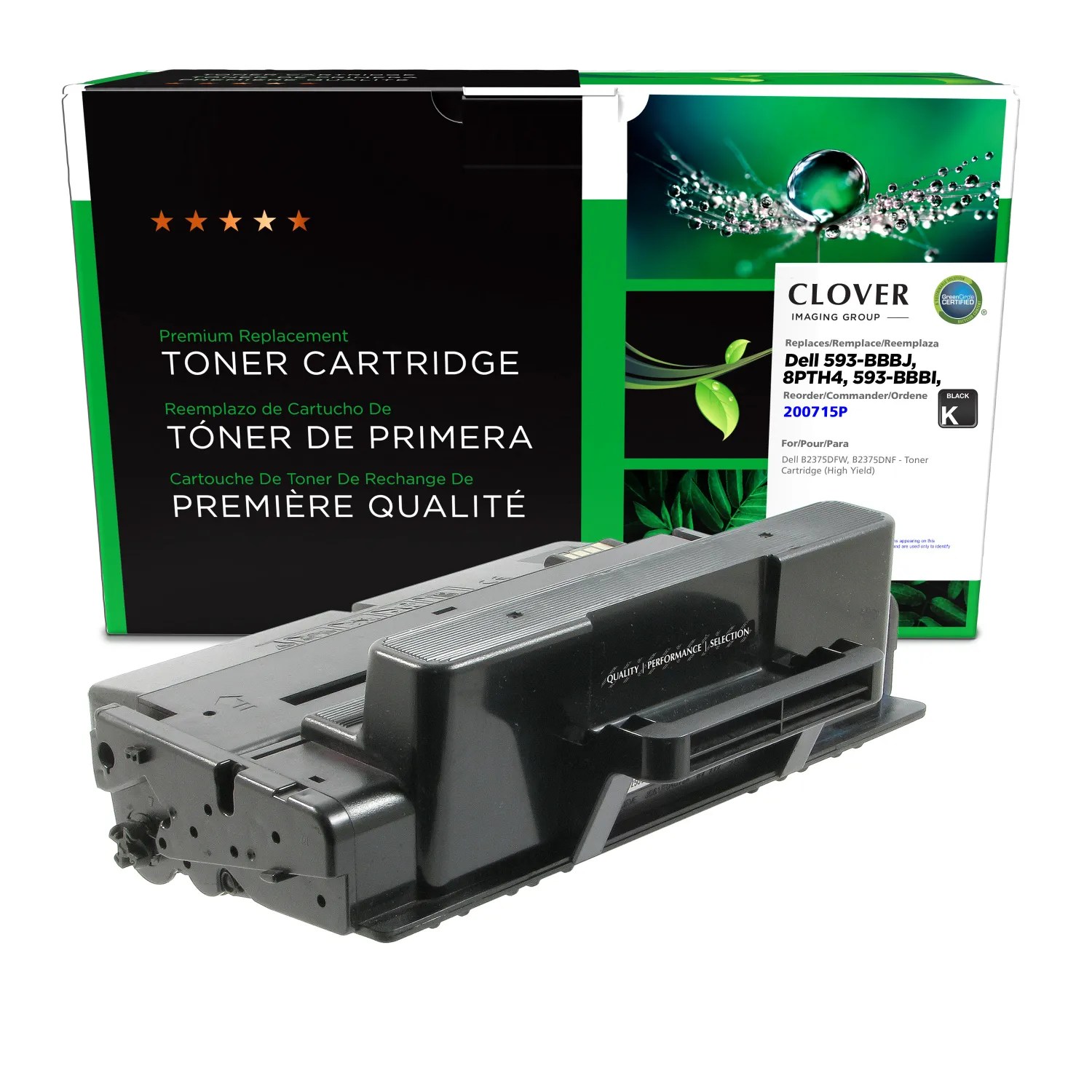 Clover Remanufactured High Yield Toner Cartridge for Dell B2375 200715P