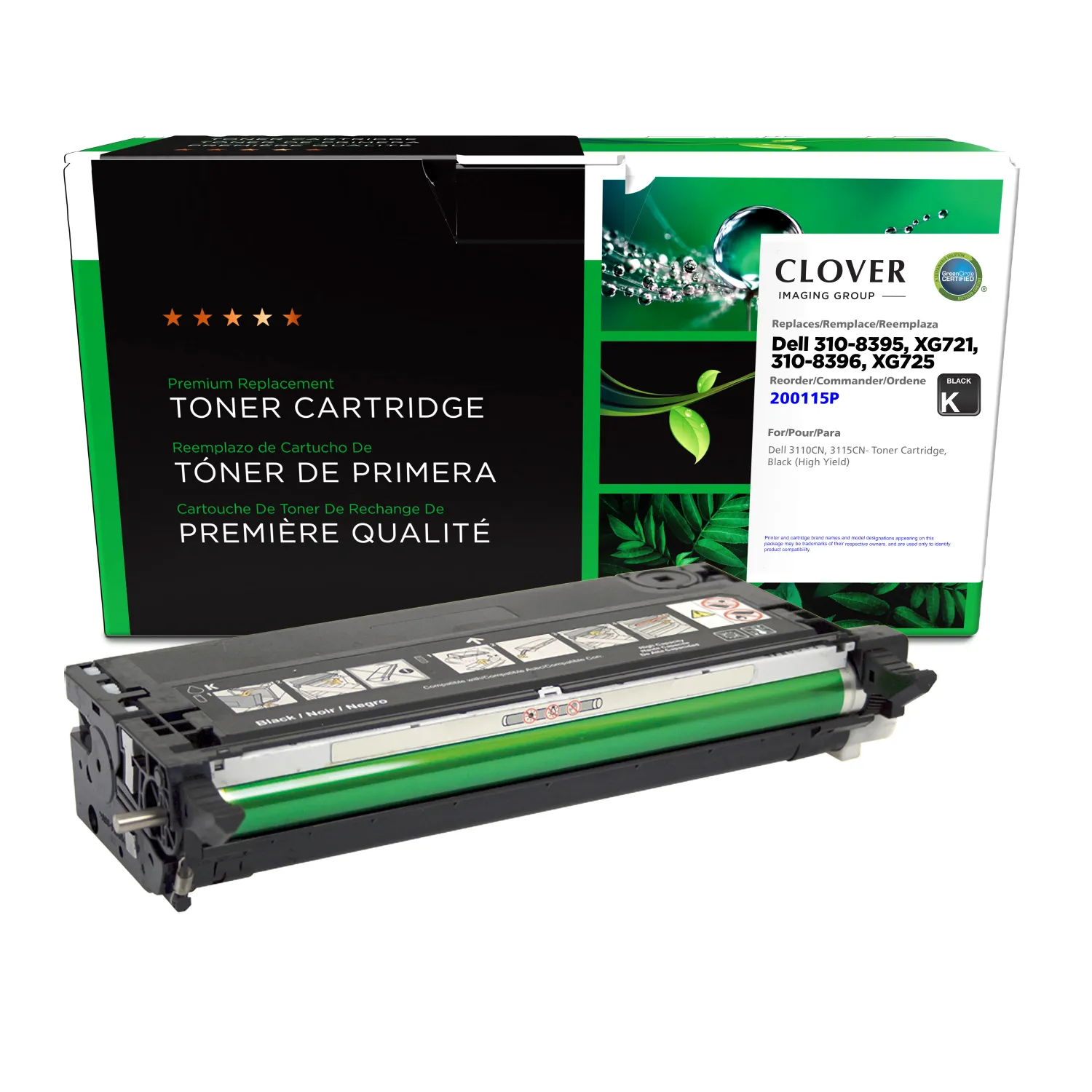 Clover Remanufactured High Yield Black Toner Cartridge for Dell 3110/3115 200115P
