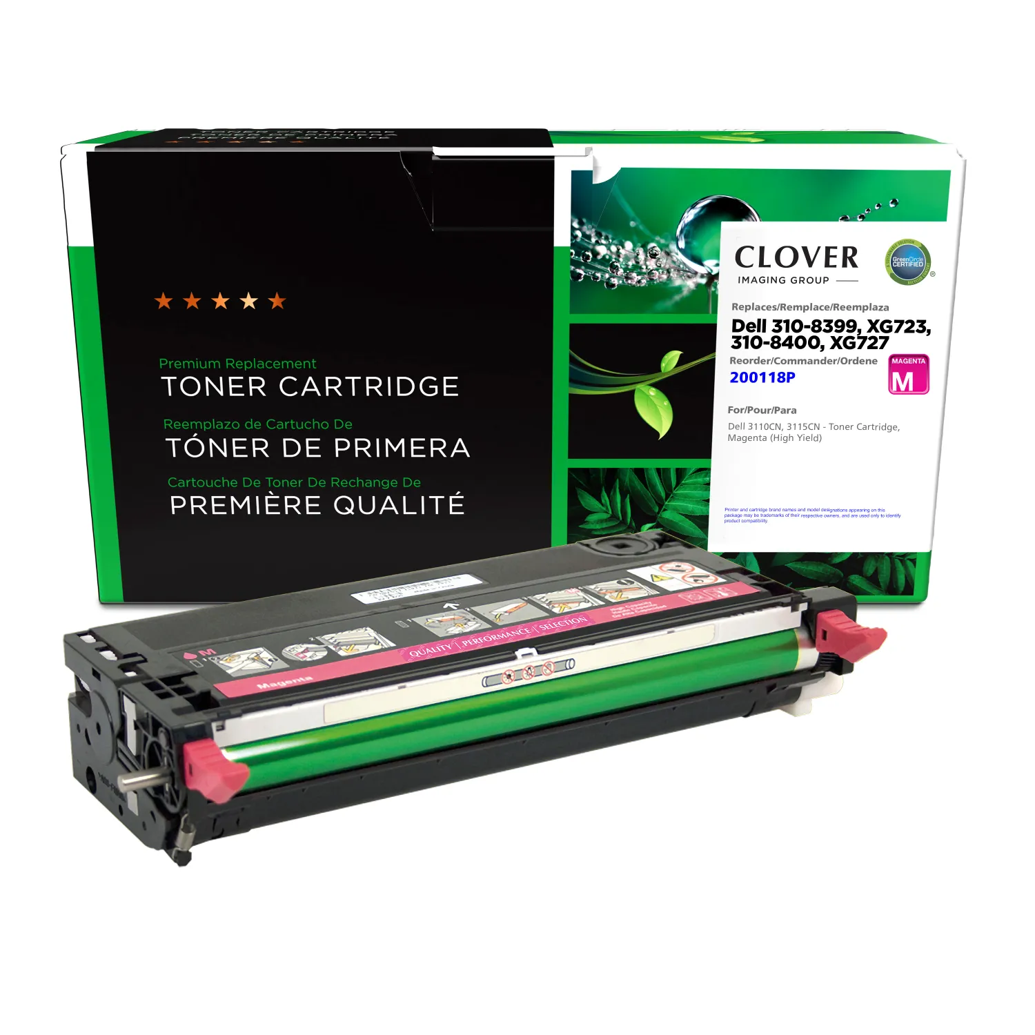 Clover Remanufactured High Yield Magenta Toner Cartridge for Dell 3110/3115 200118P