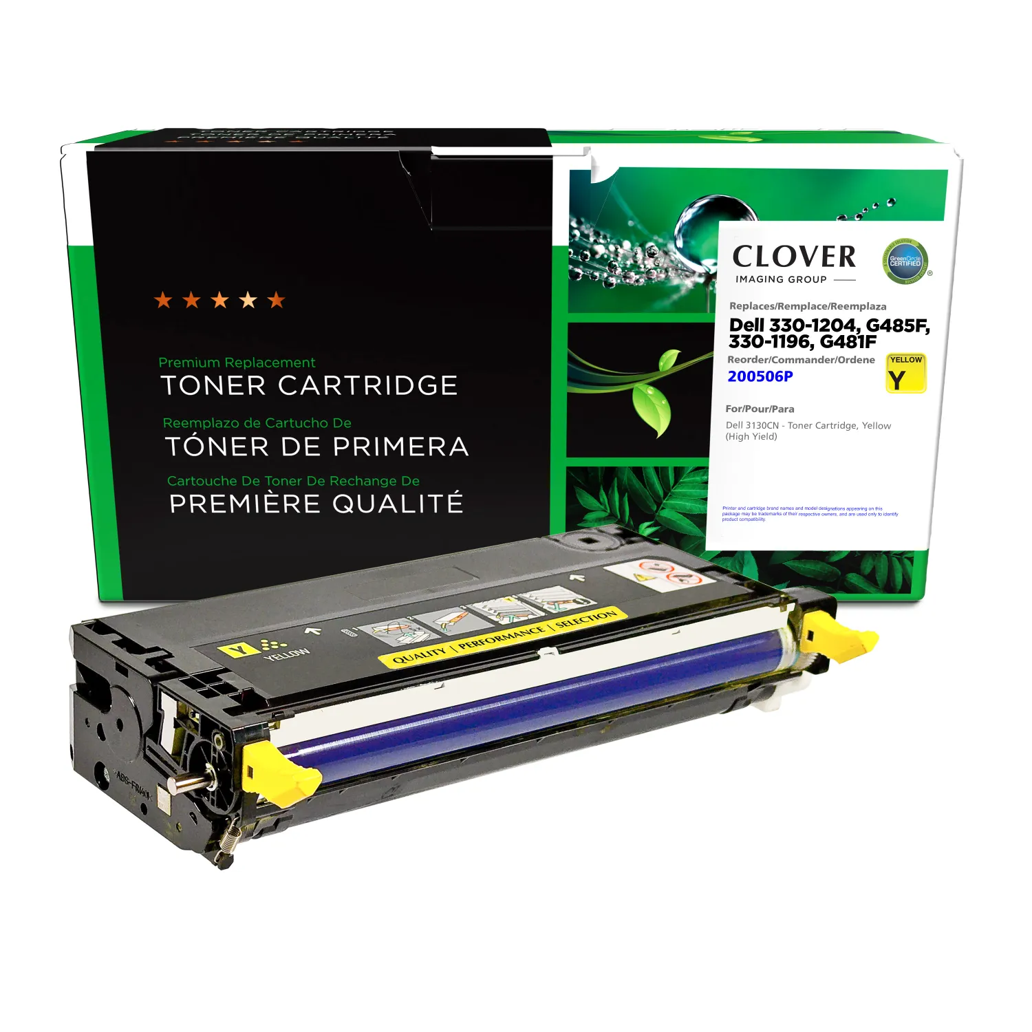 Clover Remanufactured High Yield Yellow Toner Cartridge for Dell 3130 200506P
