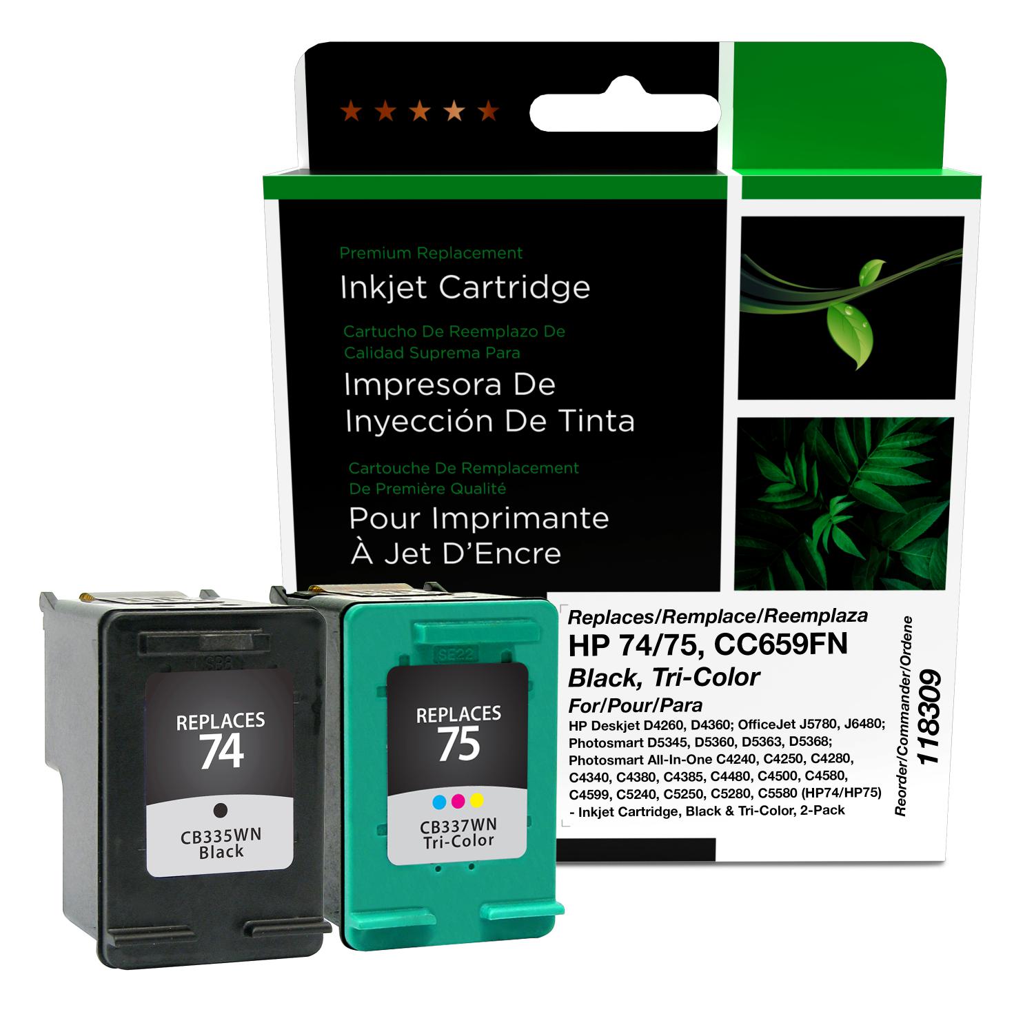 Clover Imaging Remanufactured Black, Tri-Color Ink Cartridges for
