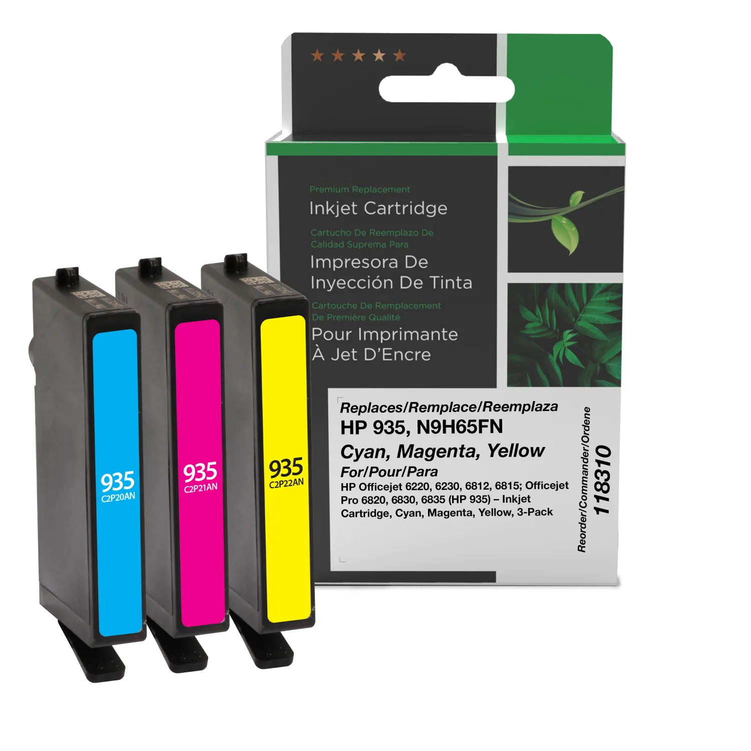 Clover Remanufactured Cyan, Magenta, Yellow Ink Cartridges for HP 935 (N9H65FN) 3-Pack 118310