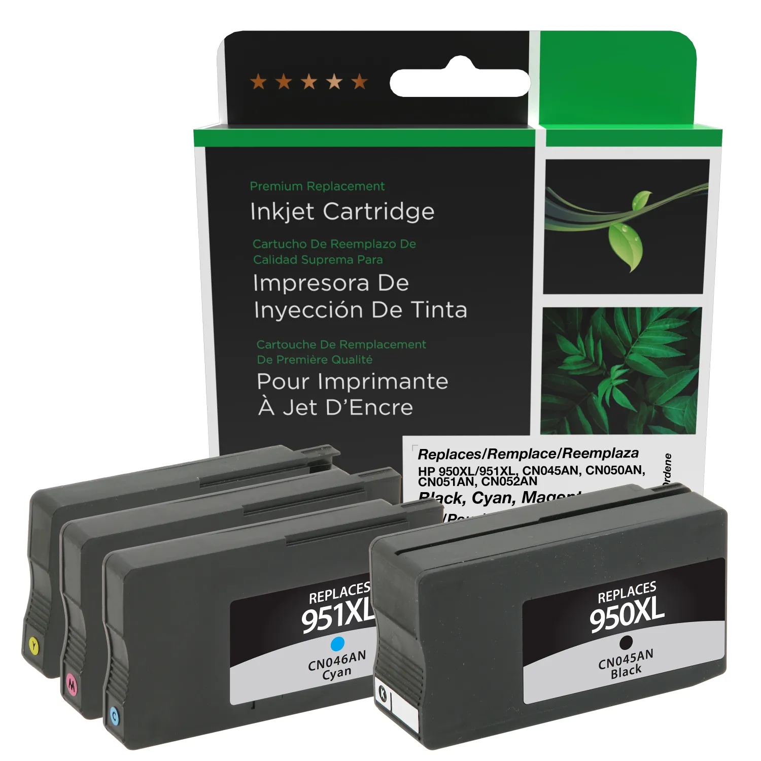 Clover Remanufactured High Yield Black, Cyan, Magenta, Yellow Ink Cartridges for HP 950XL/HP 951XL (T0A82AA) 4-Pack 118160