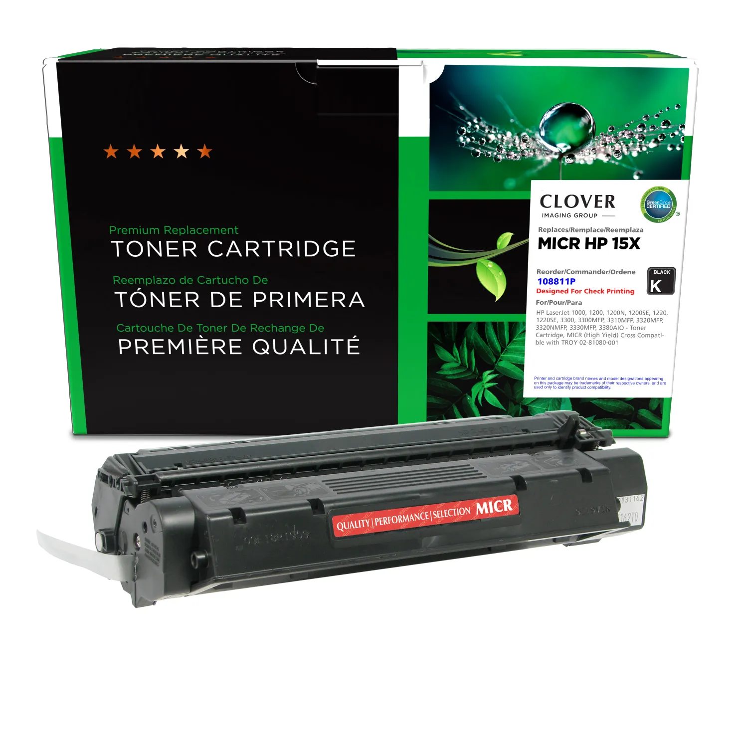 Clover Remanufactured 15X MICR High Yield Toner Cartridge for HP C7115X 108811P