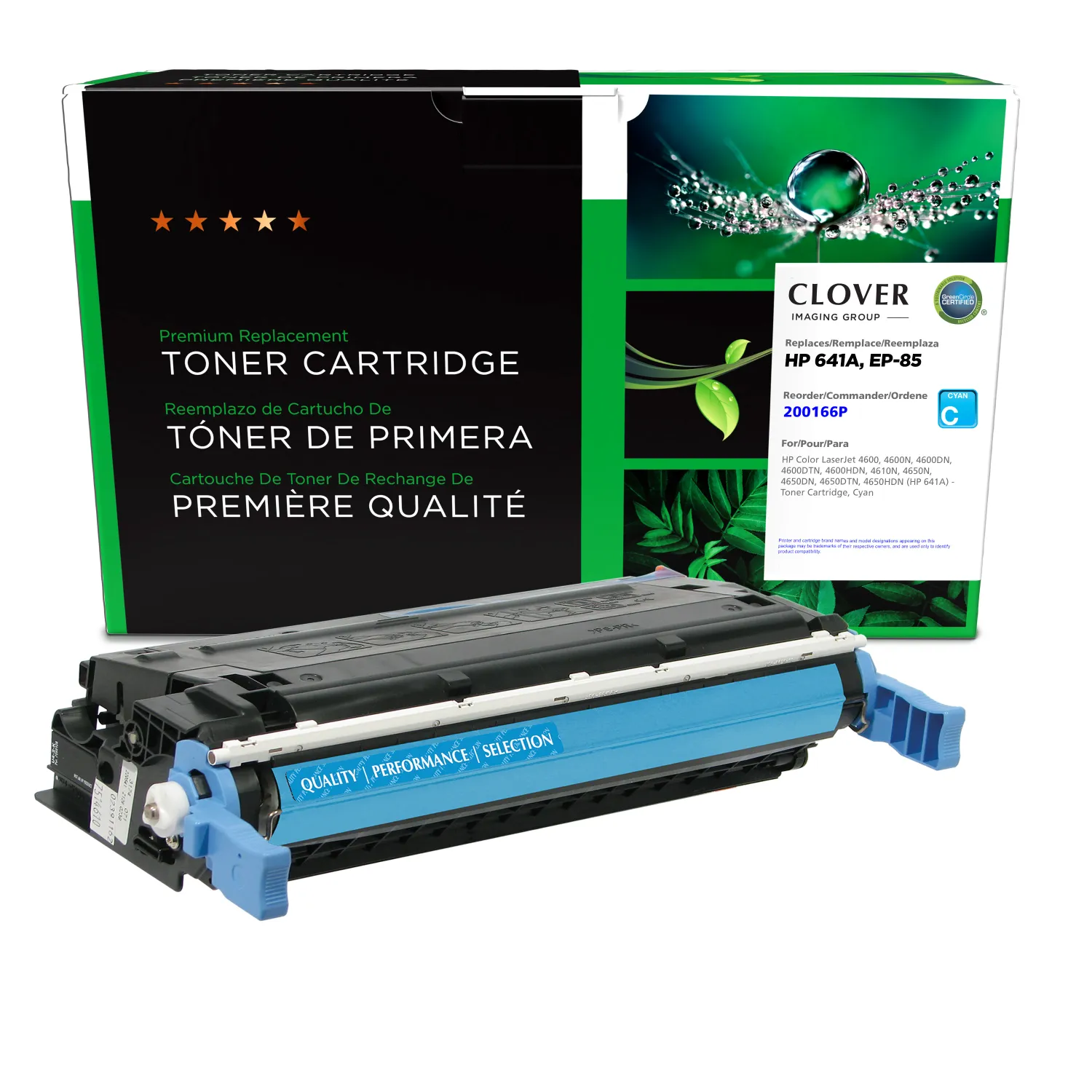 Clover Remanufactured Cyan Toner Cartridge for HP 641A (C9721A) 200166P