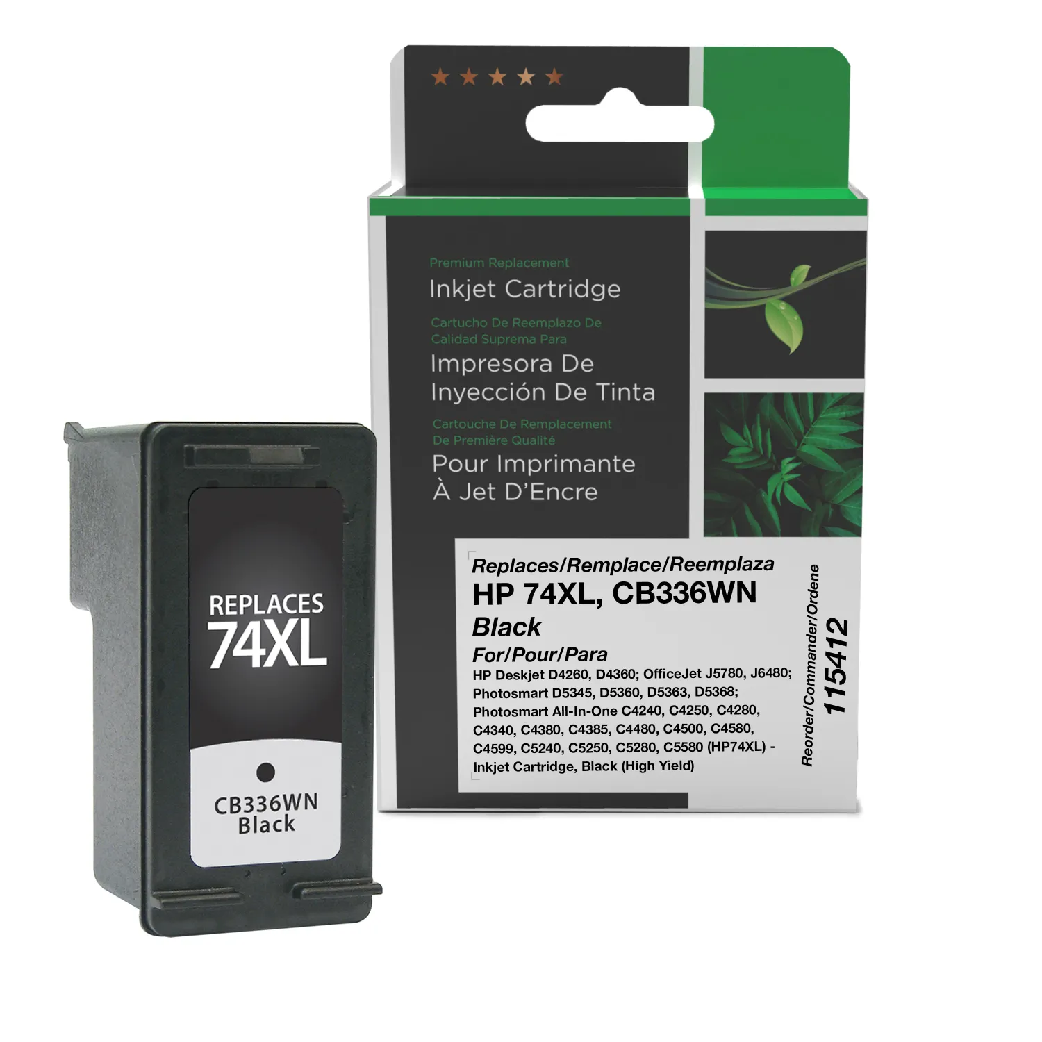 Clover Remanufactured High Yield Black Ink Cartridge for HP 74XL (CB336WN) 115412