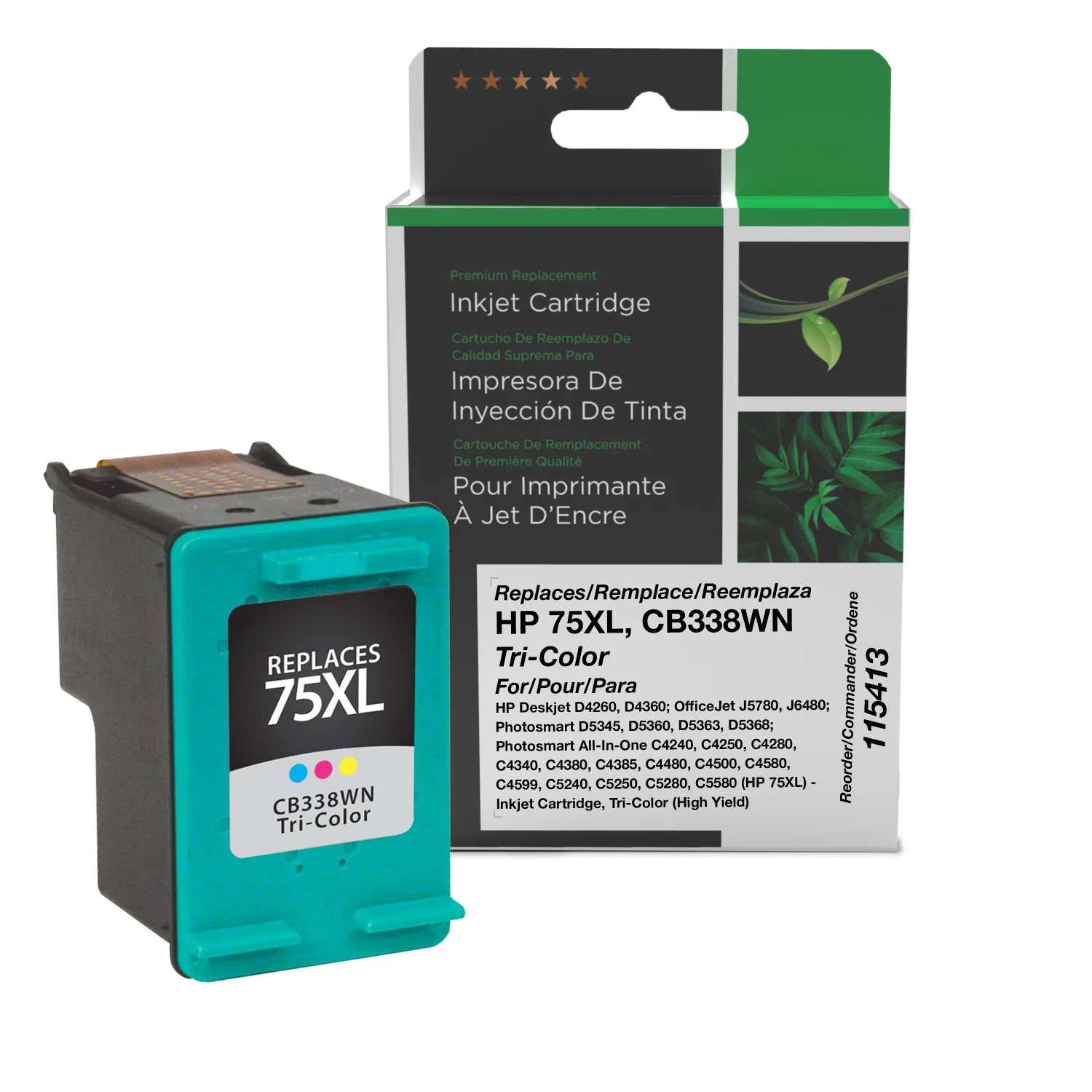 Clover Remanufactured High Yield Tri-Color Ink Cartridge for HP 75XL (CB338WN) 115413