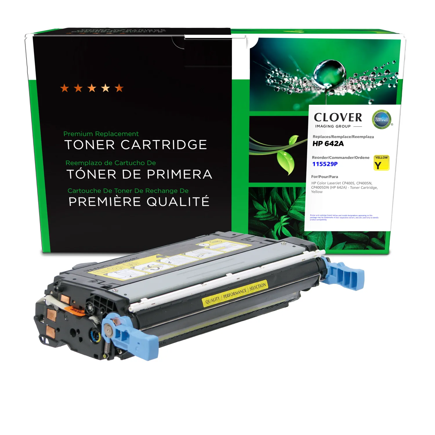 Clover Remanufactured Yellow Toner Cartridge for HP 642A (CB402A) 115529P