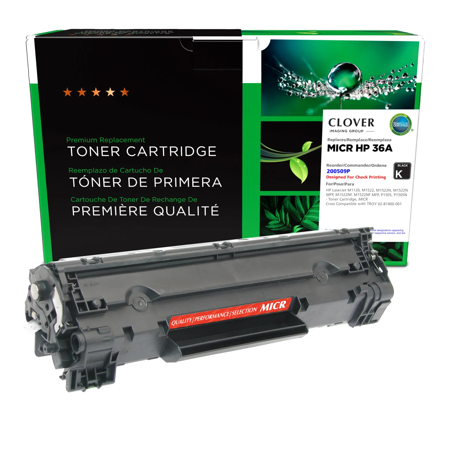 Clover Remanufactured 36A MICR Toner Cartridge for HP CB436A 200509P