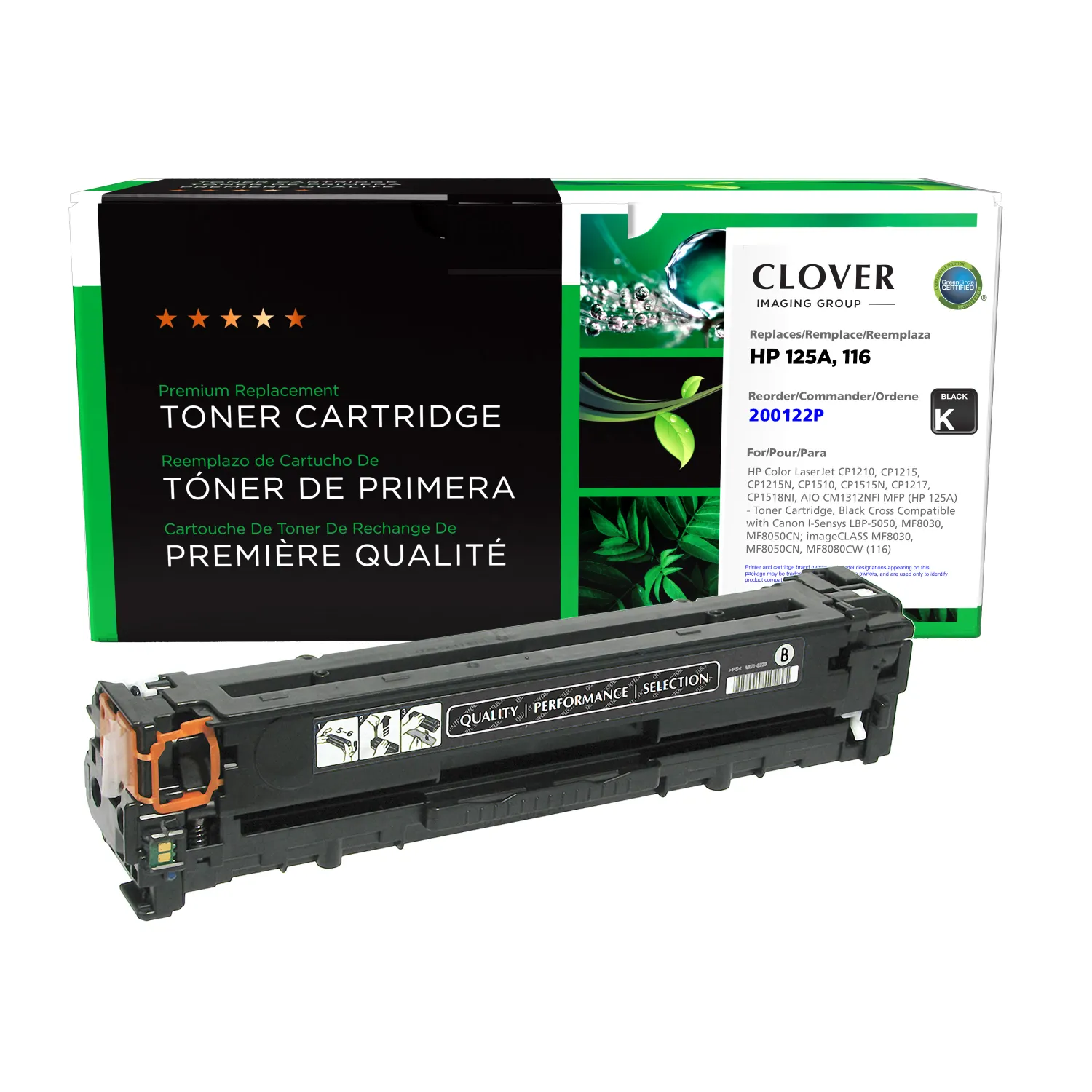 Clover Remanufactured Black Toner Cartridge for HP 125A (CB540A) 200122P