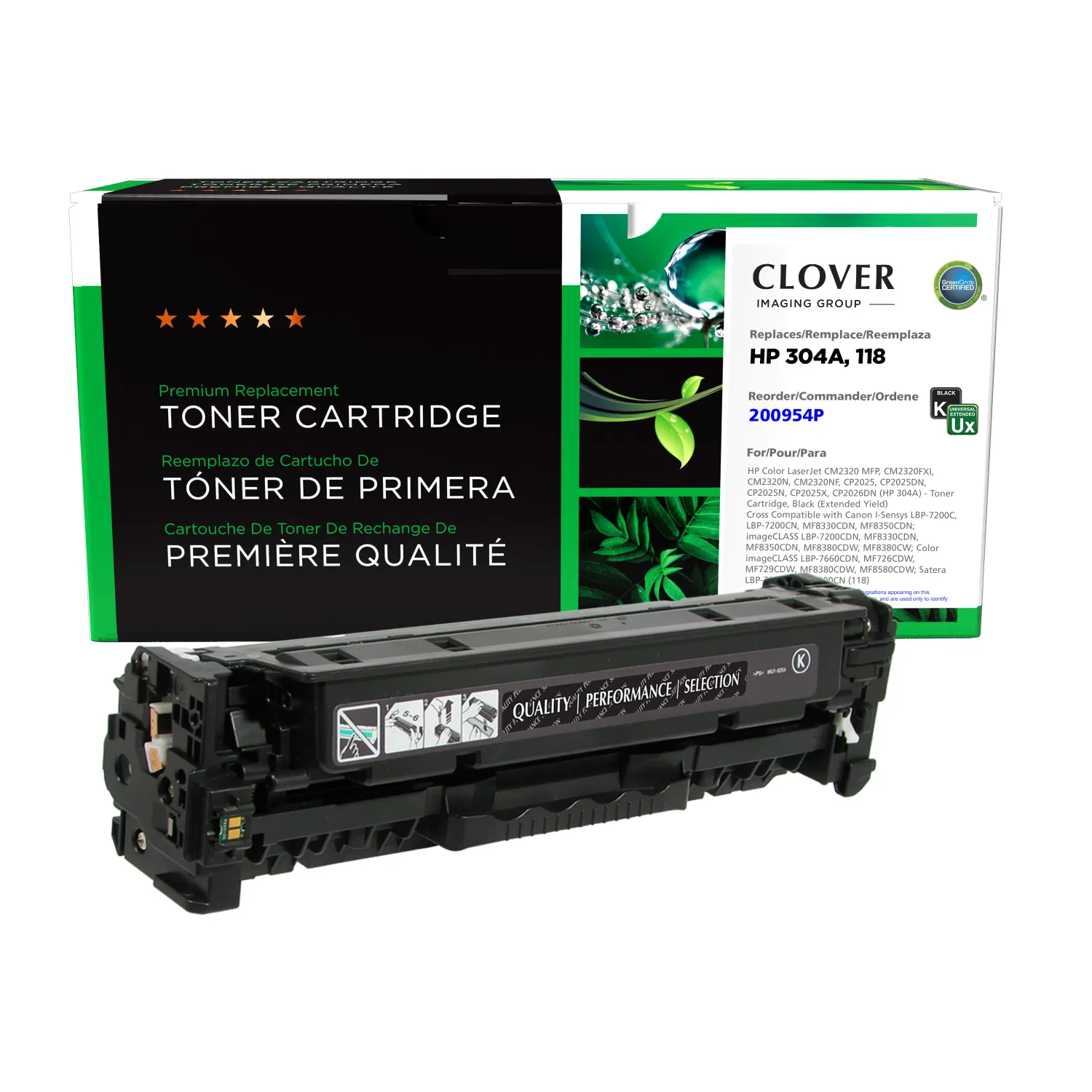 Clover Remanufactured Extended Yield Black Toner Cartridge for HP CC530A 200954P