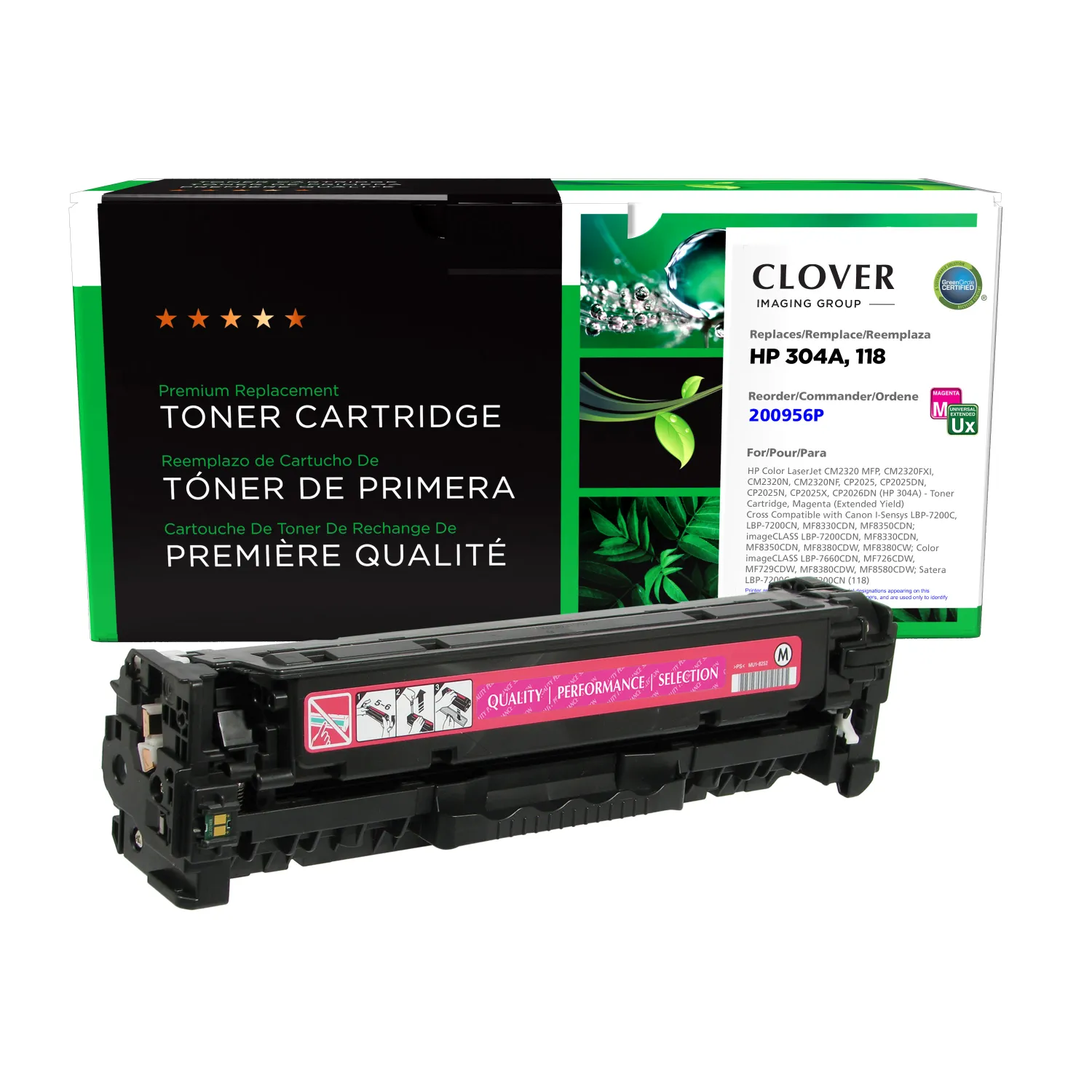 Clover Remanufactured Extended Yield Magenta Toner Cartridge for HP CC533A 200956P
