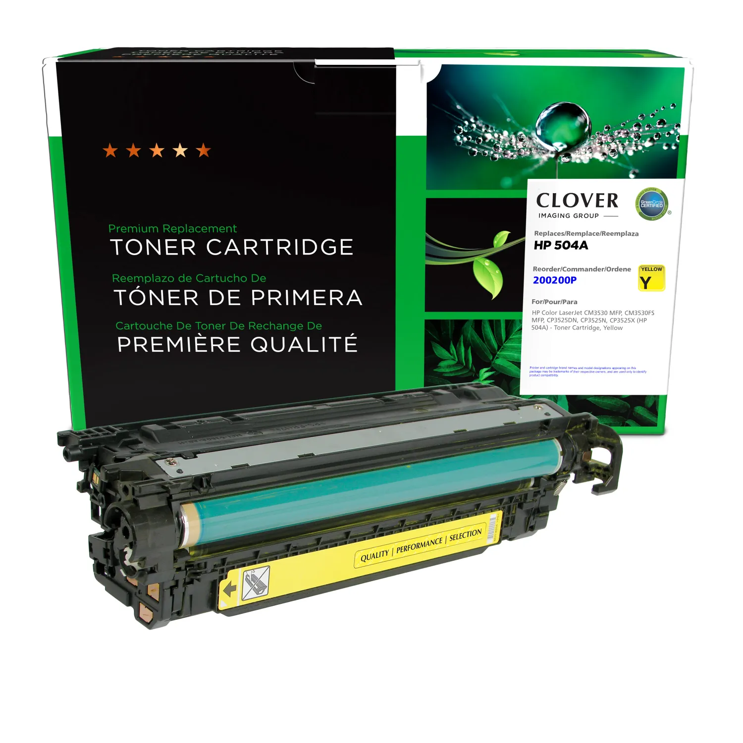 Clover Remanufactured Yellow Toner Cartridge for HP 504A (CE252A) 200200P