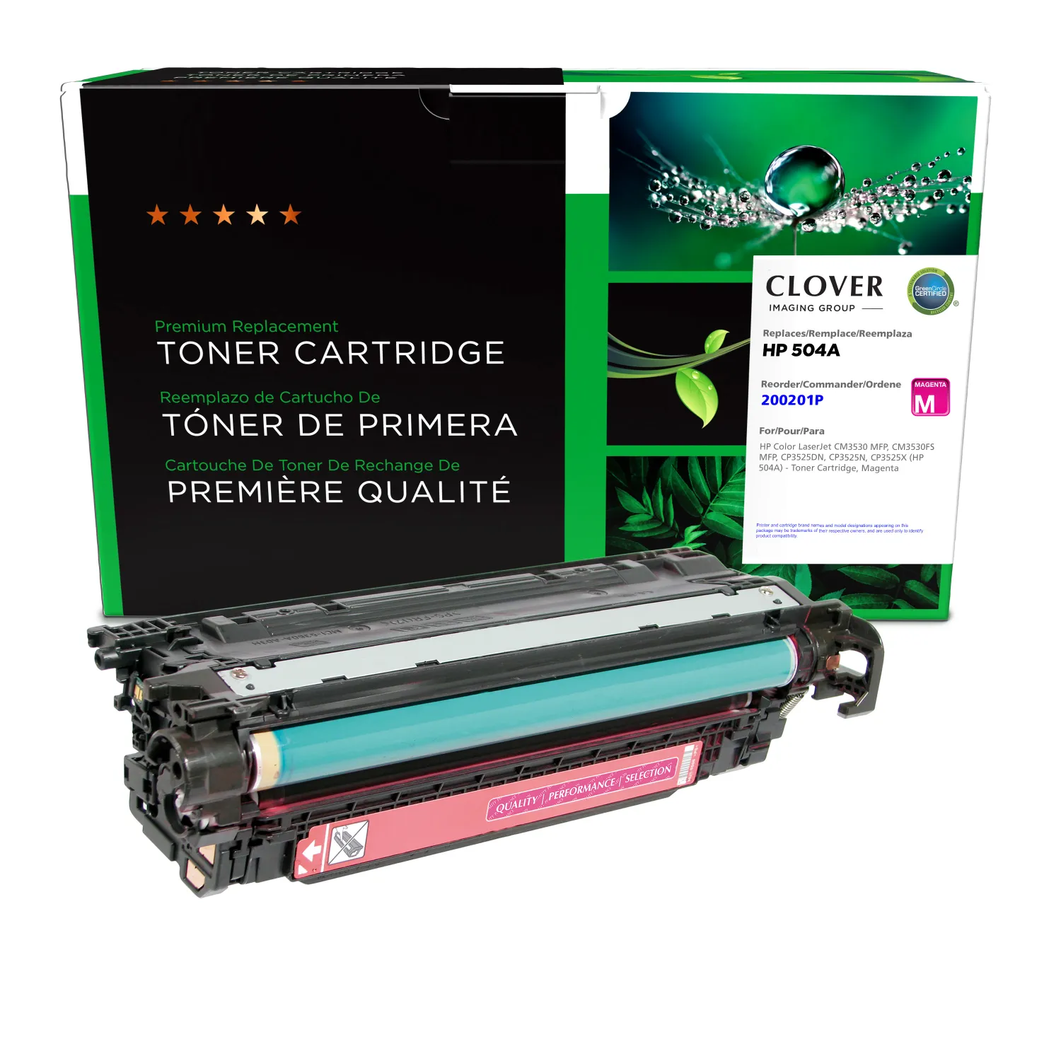 Clover Remanufactured Magenta Toner Cartridge for HP 504A (CE253A) 200201P