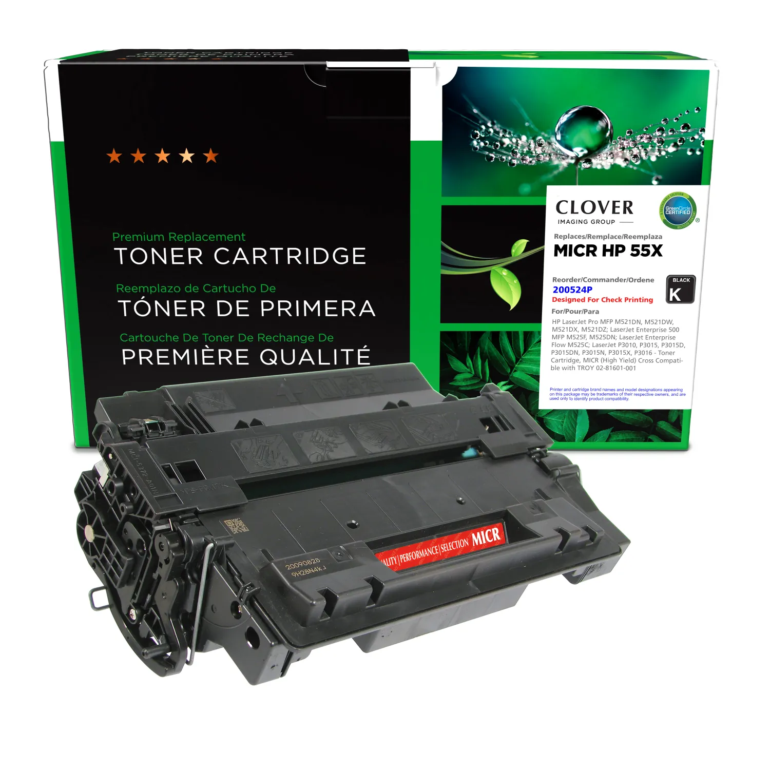 Clover Remanufactured 55X MICR High Yield Toner Cartridge for HP CE255X 200524P