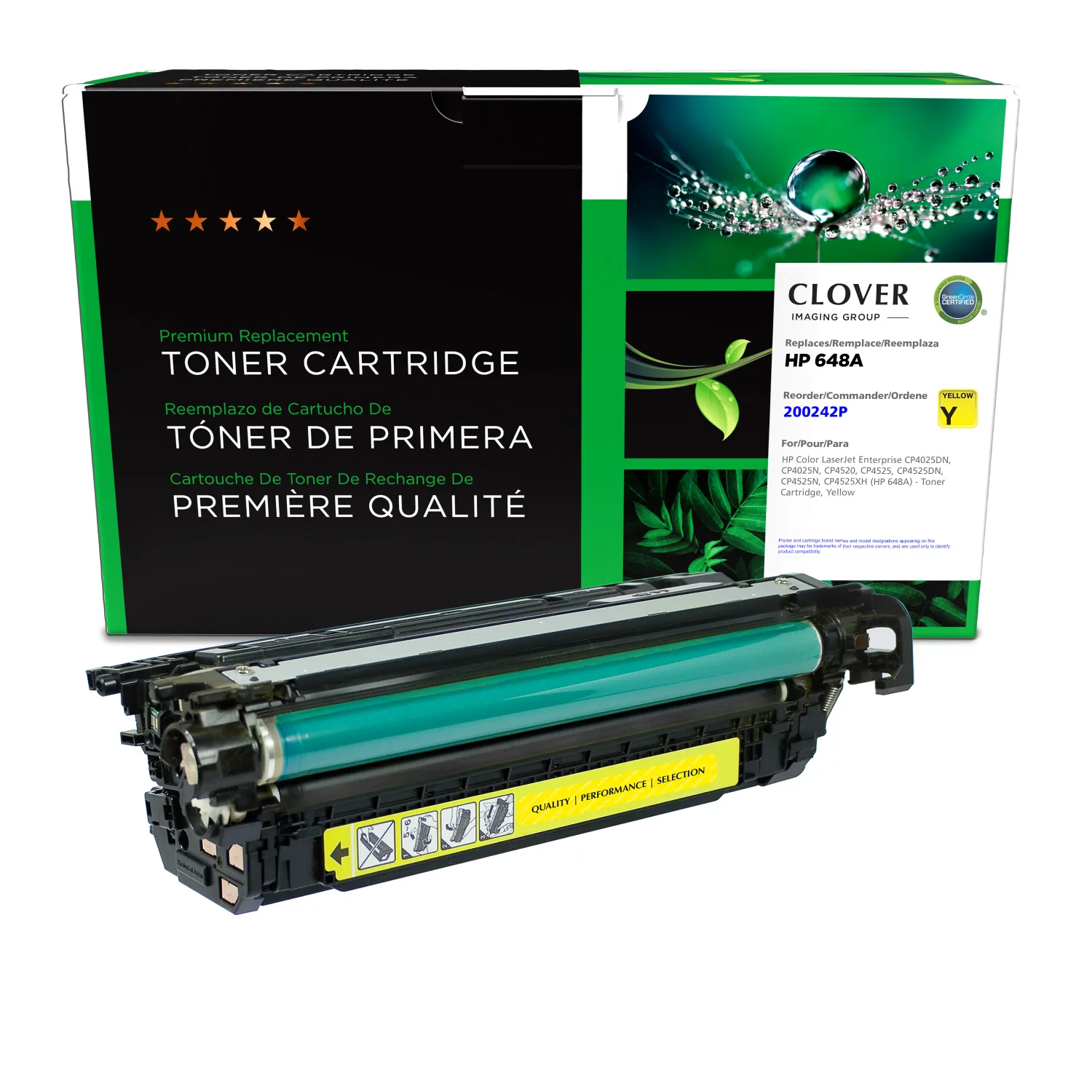 Clover Remanufactured Yellow Toner Cartridge for HP 648A (CE262A) 200242P