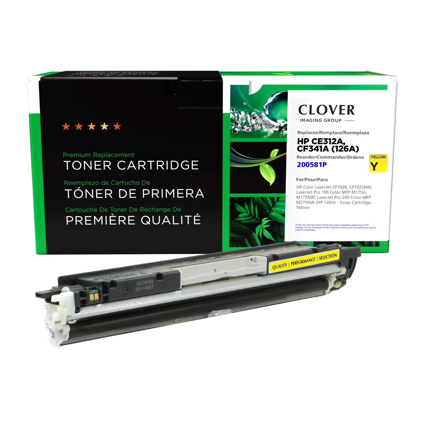 Clover Remanufactured Yellow Toner Cartridge for HP 126A (CE312A) 200581P