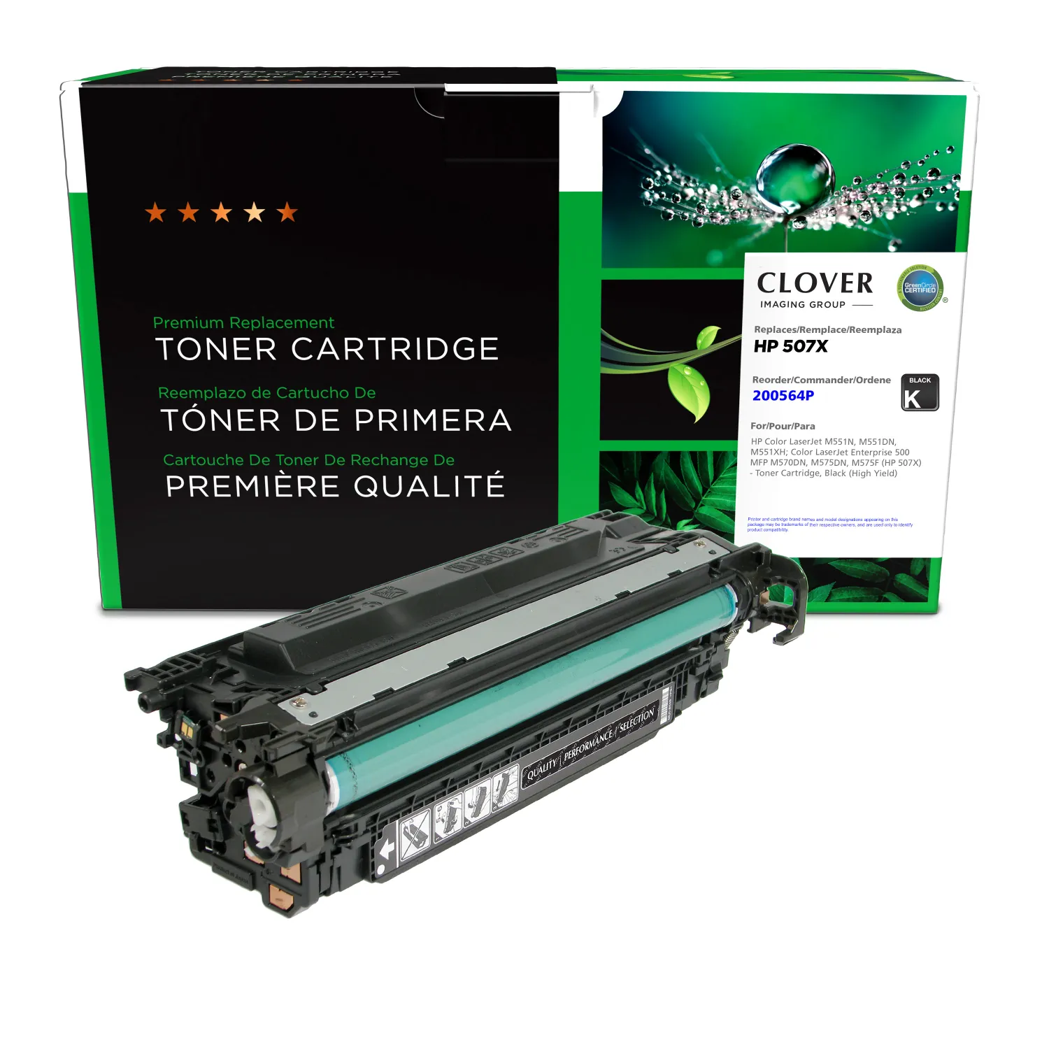 Clover Remanufactured High Yield Black Toner Cartridge for HP 507X (CE400X) 200564P