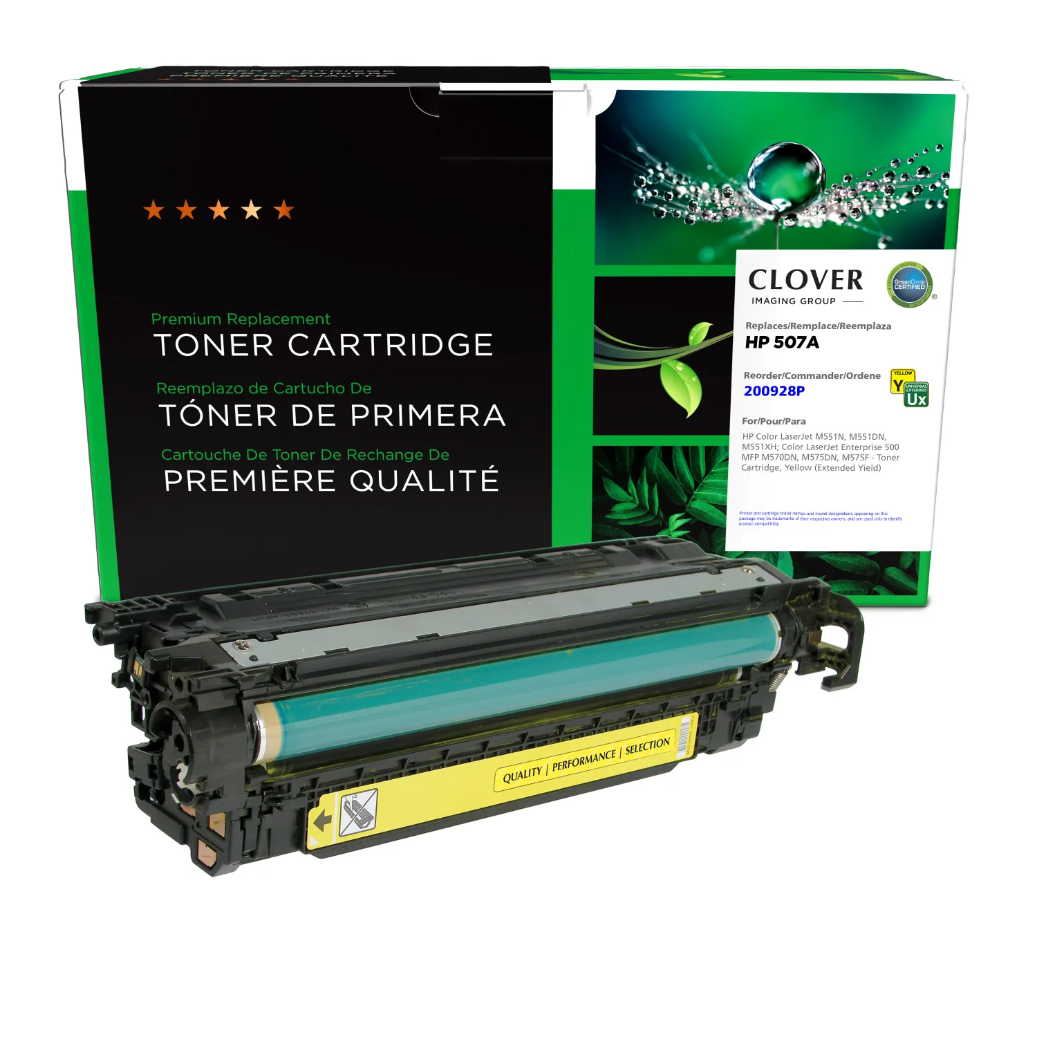 Clover Remanufactured Extended Yield Yellow Toner Cartridge for HP CE402A 200928P