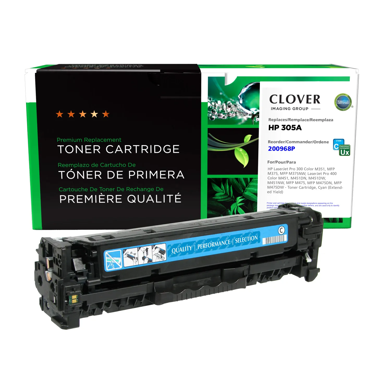 Clover Remanufactured Extended Yield Cyan Toner Cartridge for HP CE411A 200968P