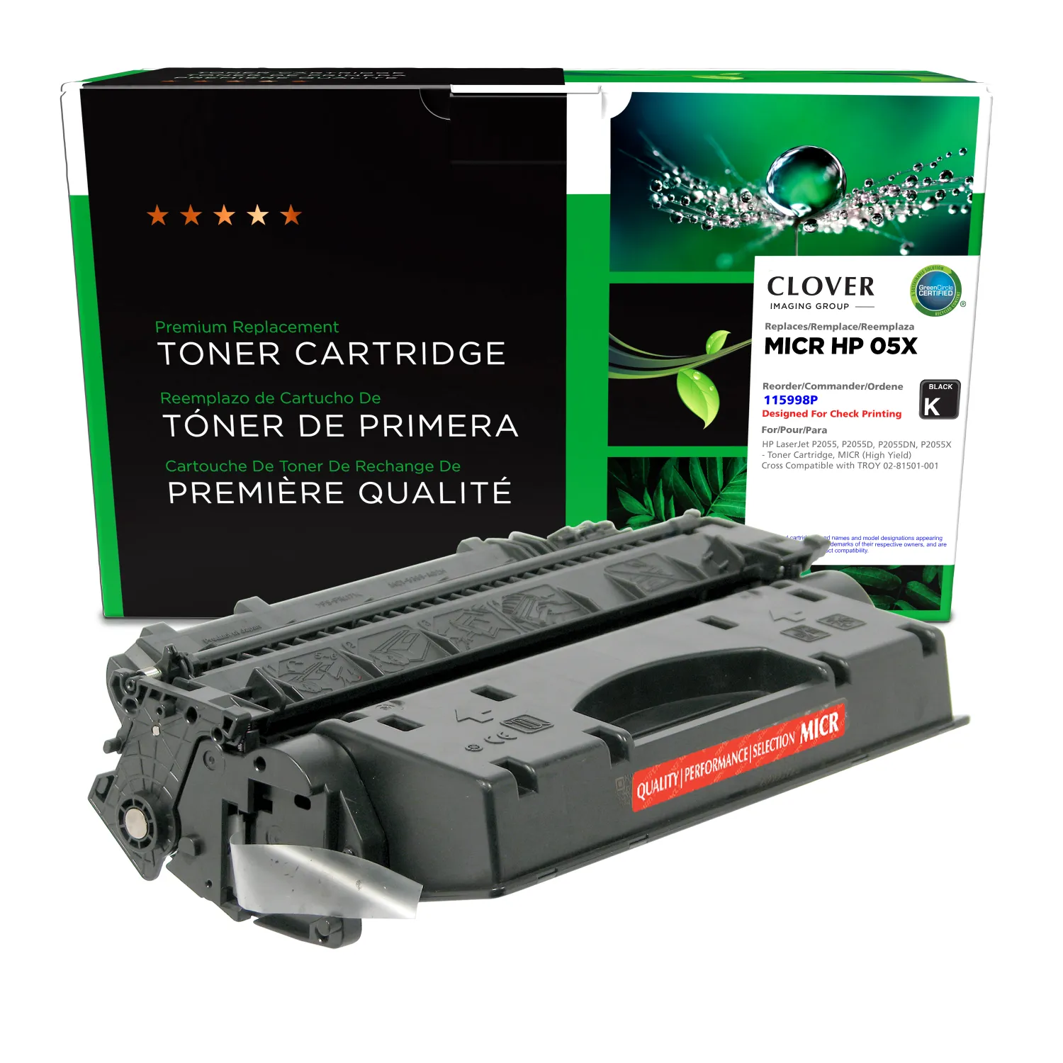 Clover Remanufactured 05X MICR High Yield Toner Cartridge for HP CE505X 115998P