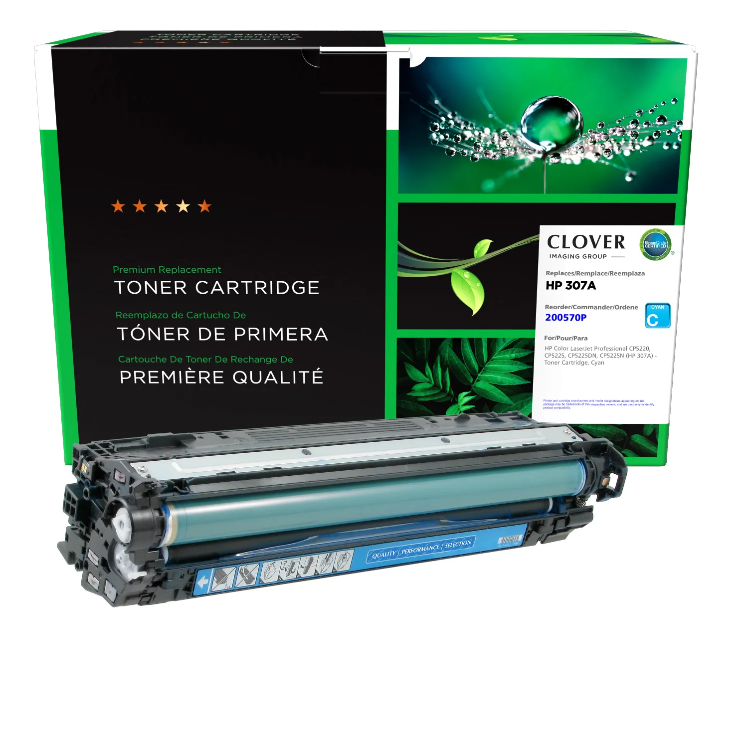 Clover Remanufactured Cyan Toner Cartridge for HP 307A (CE741A) 200570P