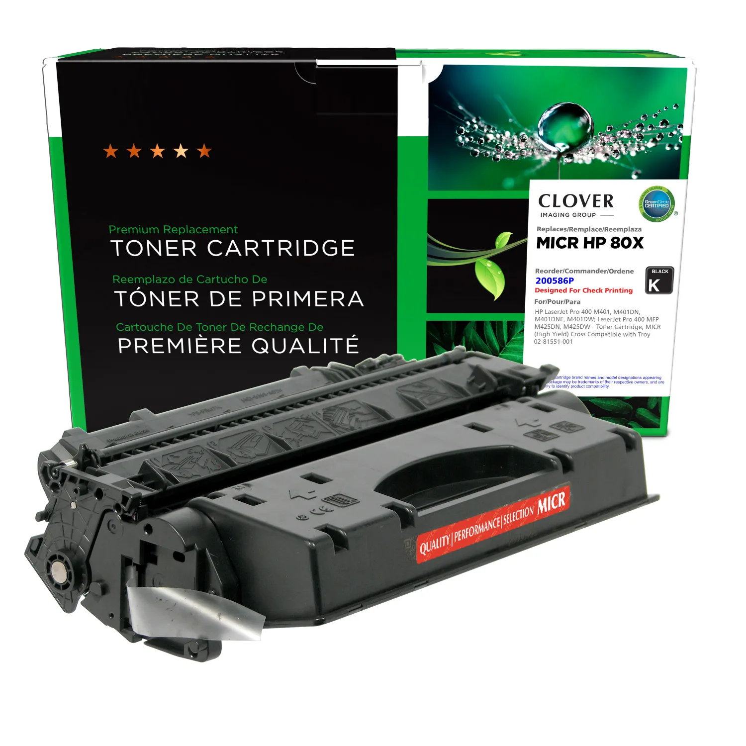 Clover Remanufactured 80X MICR High Yield Toner Cartridge for HP CF280X 200586P