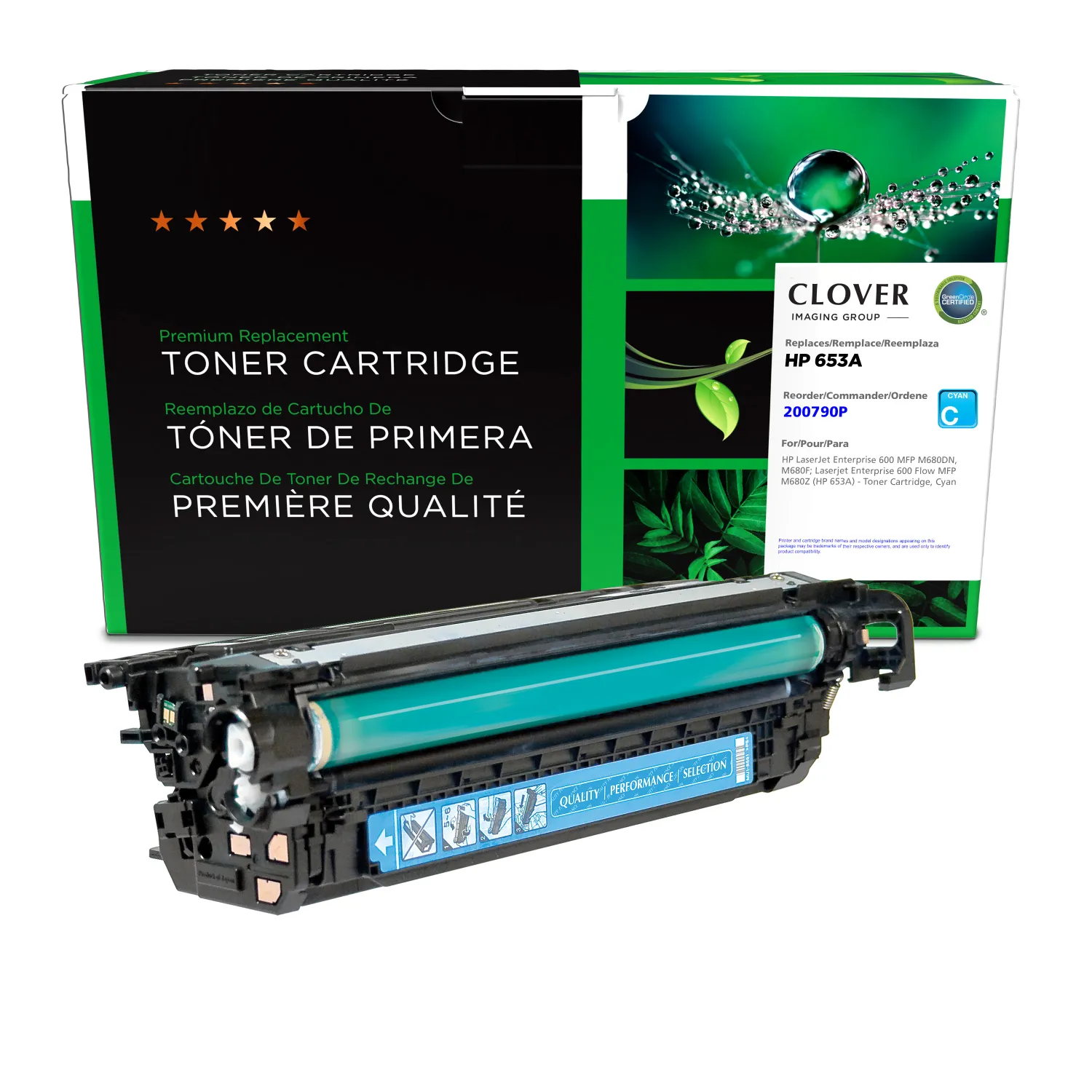 Clover Remanufactured Cyan Toner Cartridge for HP 653A (CF321A) 200790P