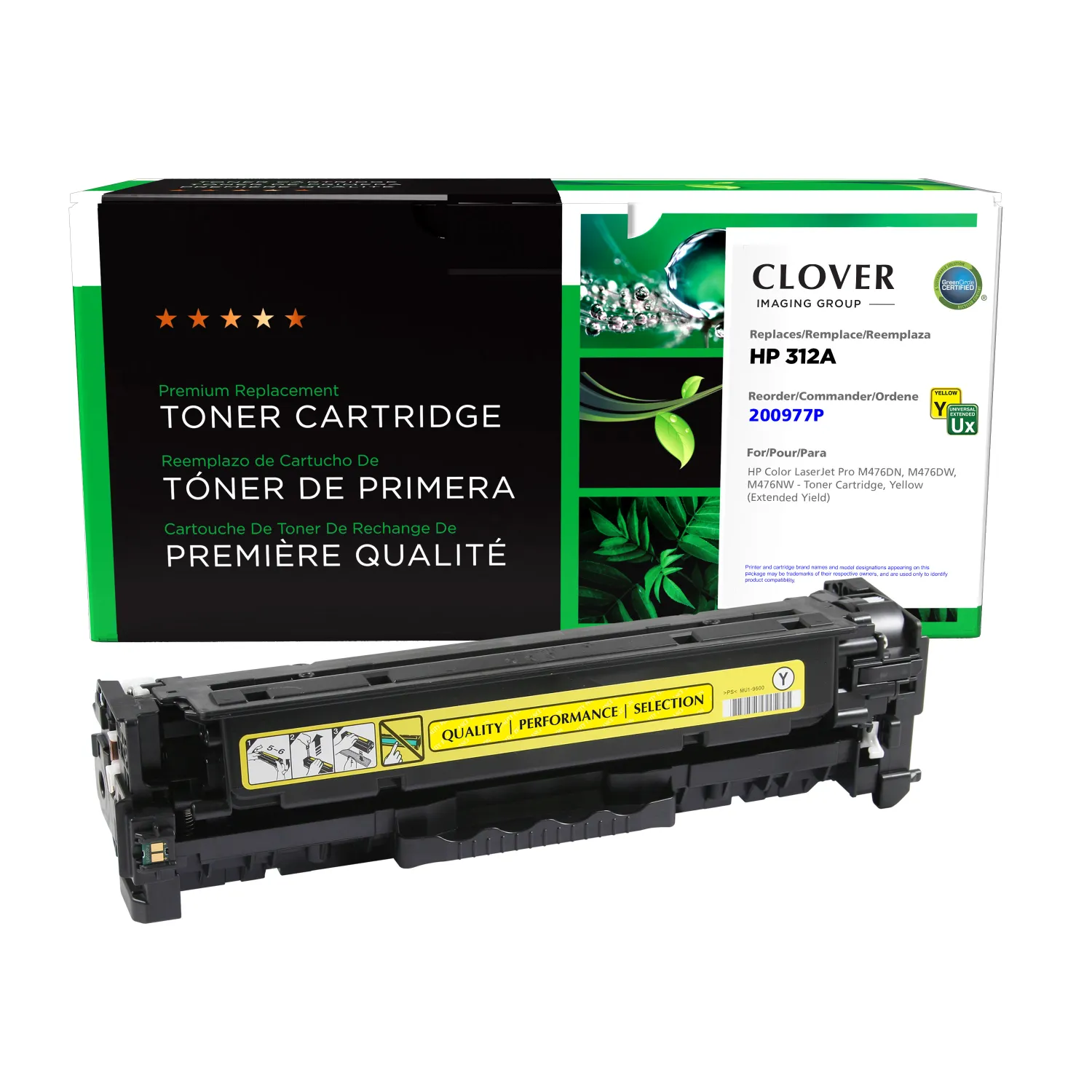 Clover Remanufactured Extended Yield Yellow Toner Cartridge for HP CF382A 200977P