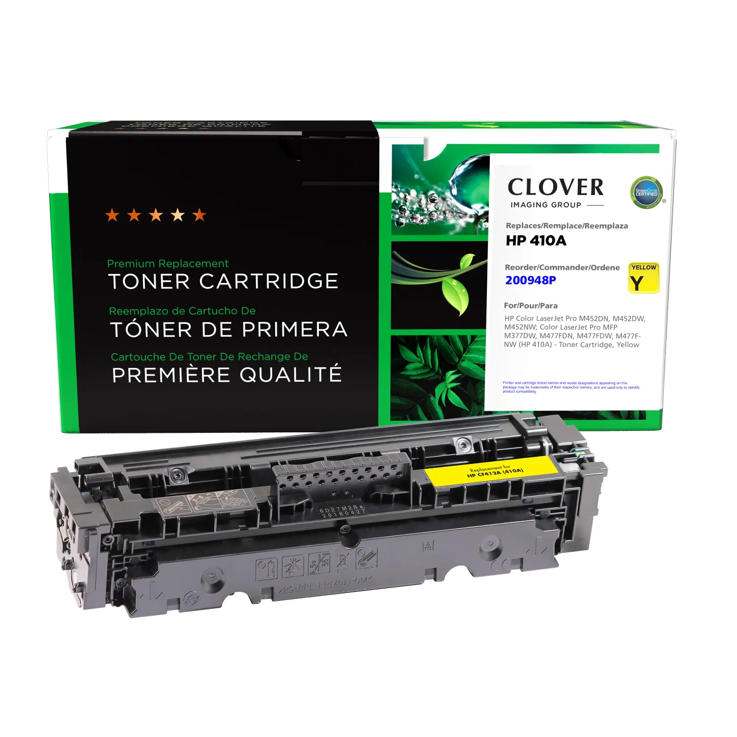 Clover Remanufactured Yellow Toner Cartridge for HP 410A (CF412A) 200948P