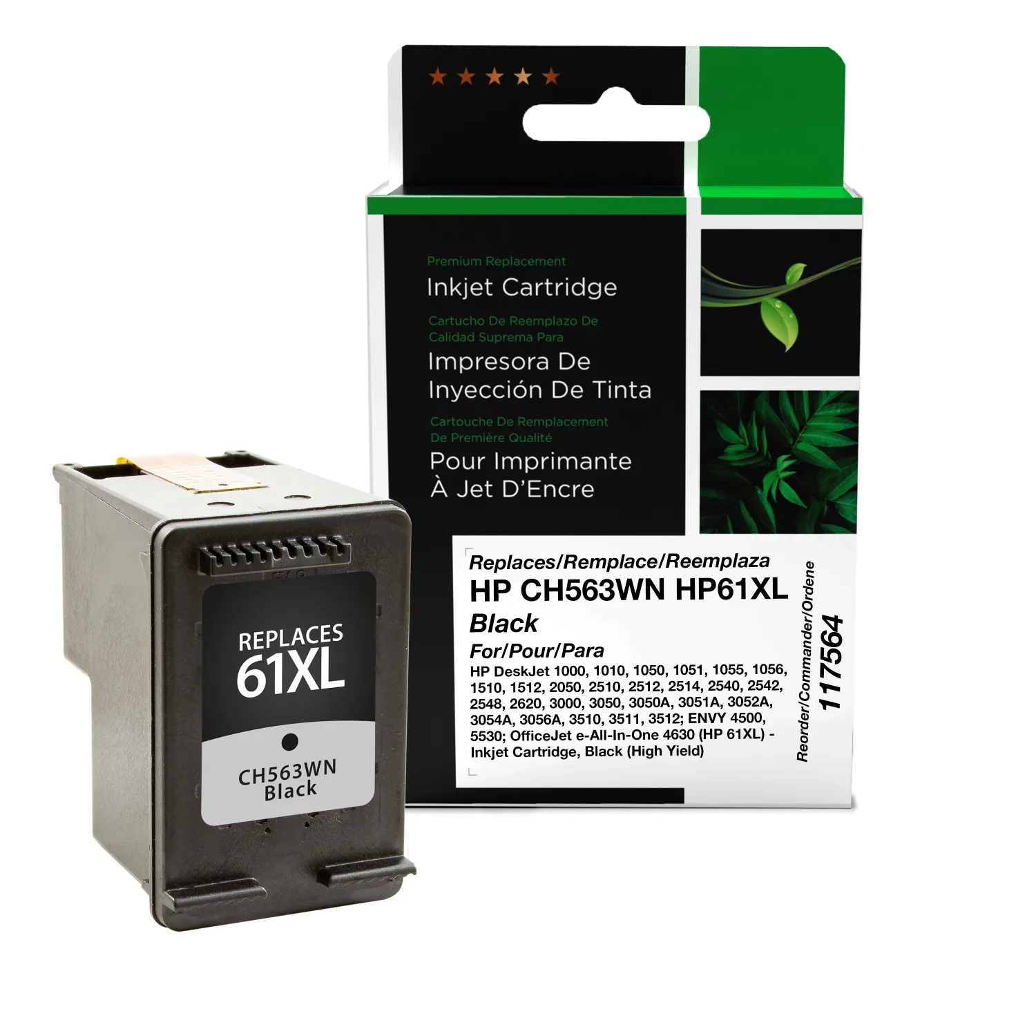 Clover Remanufactured High Yield Black Ink Cartridge for HP 61XL (CH563WN) 117564