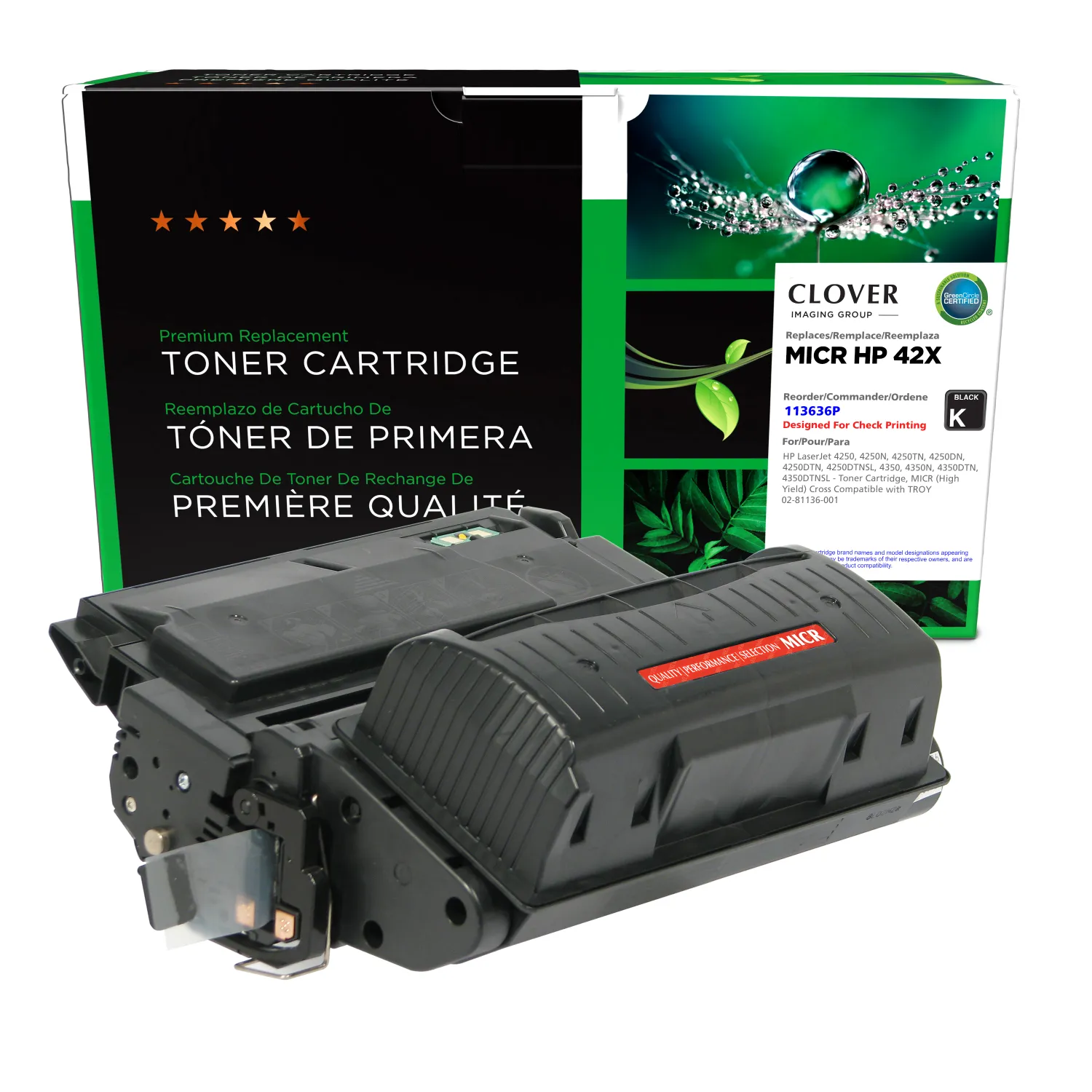 Clover Remanufactured 42X MICR High Yield Toner Cartridge for HP Q5942X 113636P