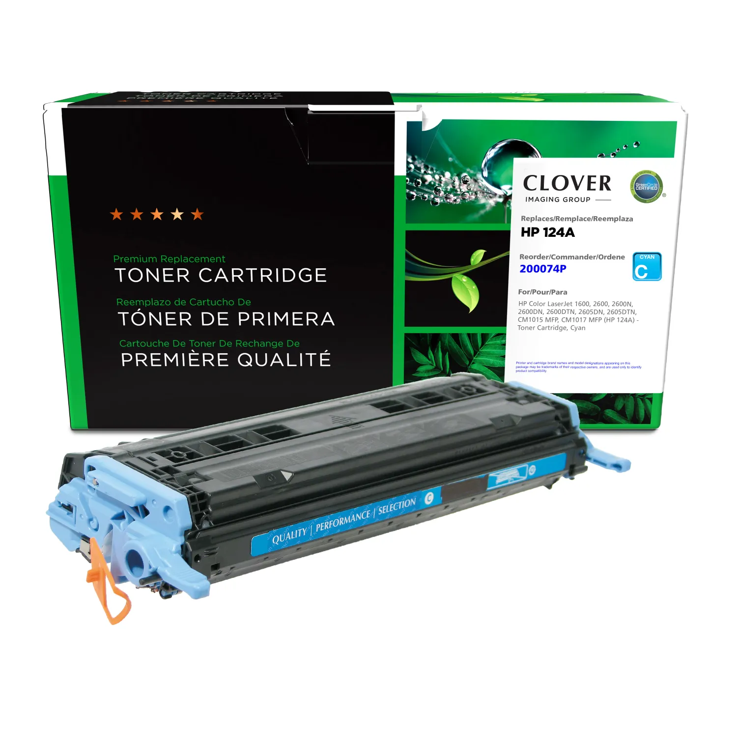 Clover Remanufactured Cyan Toner Cartridge for HP 124A (Q6001A) 200074P