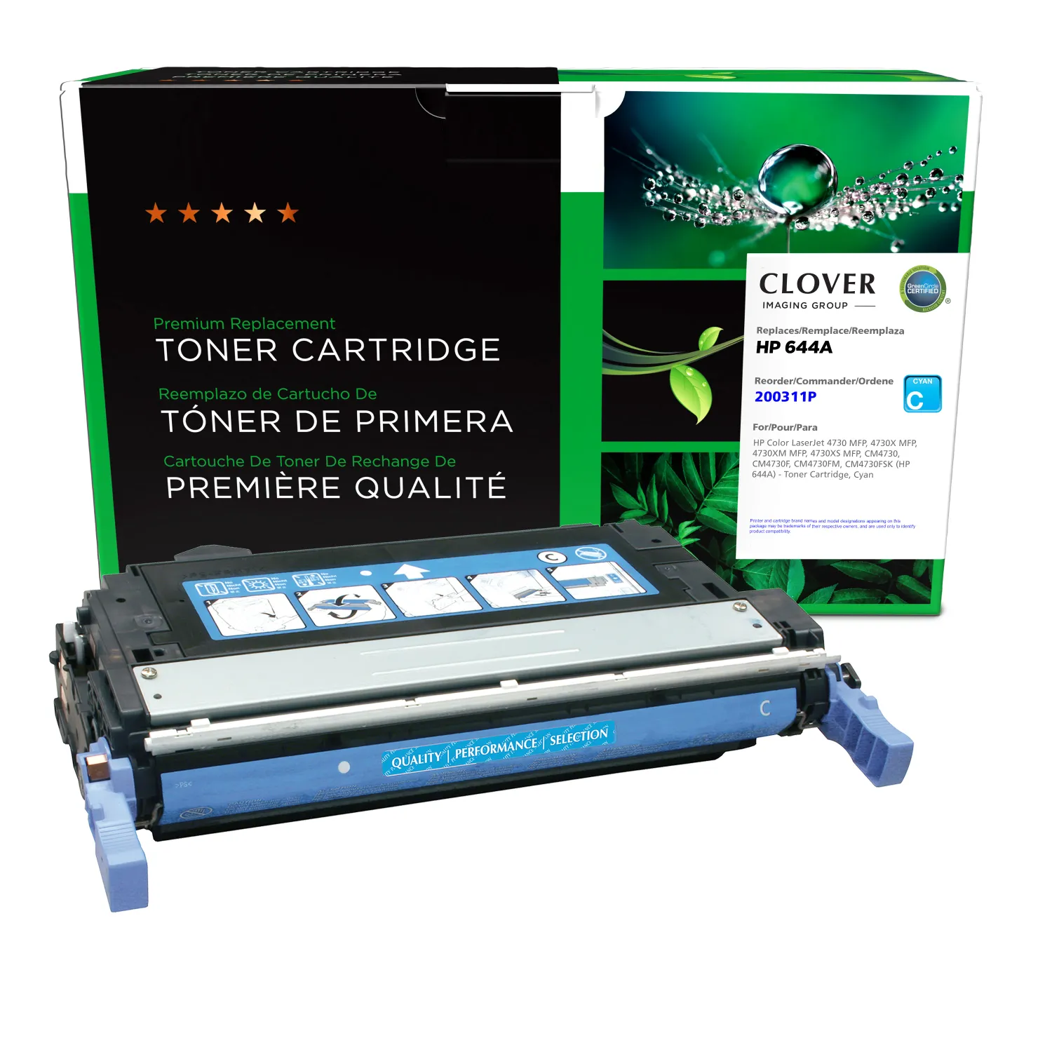 Clover Remanufactured Cyan Toner Cartridge for HP 644A (Q6461A) 200311P
