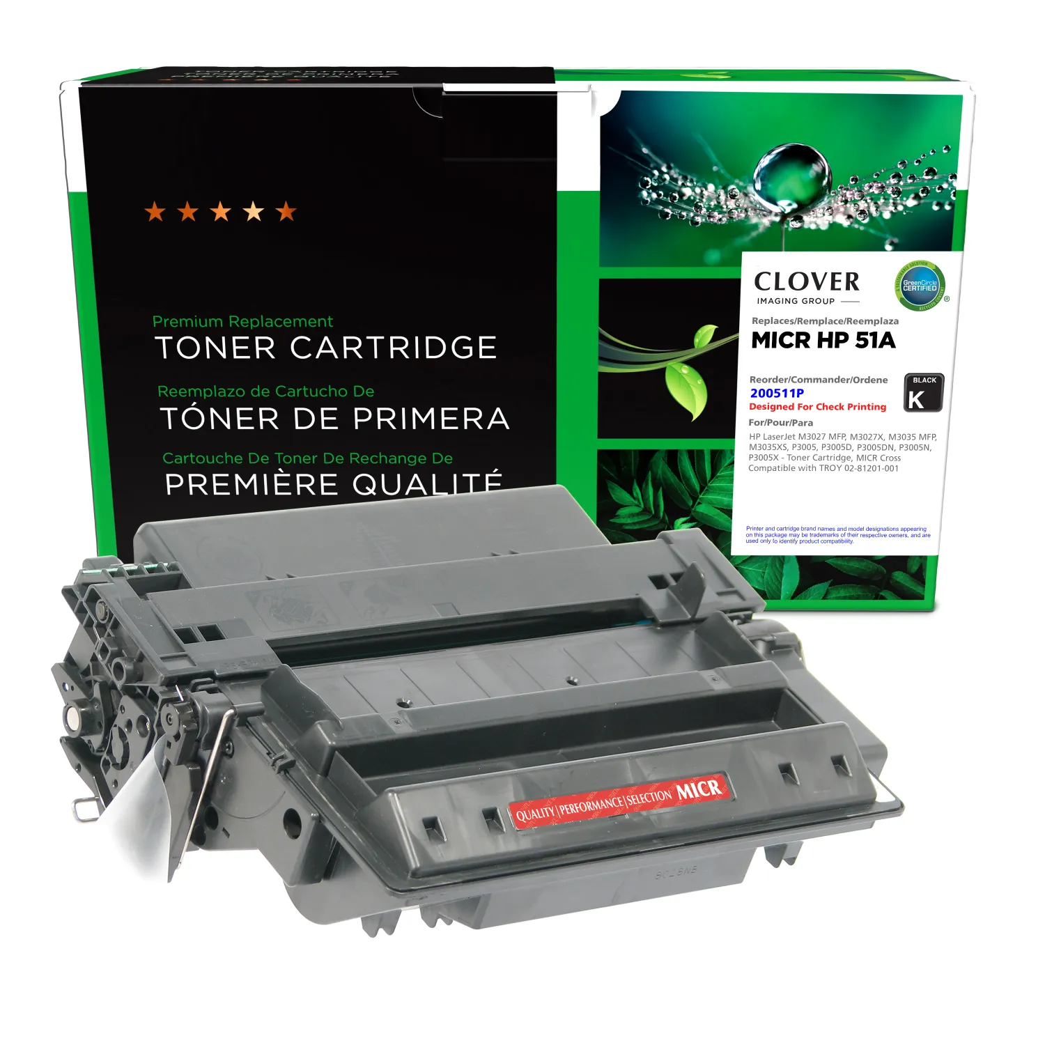 Clover Remanufactured 51A MICR Toner Cartridge for HP Q7551A 200511P