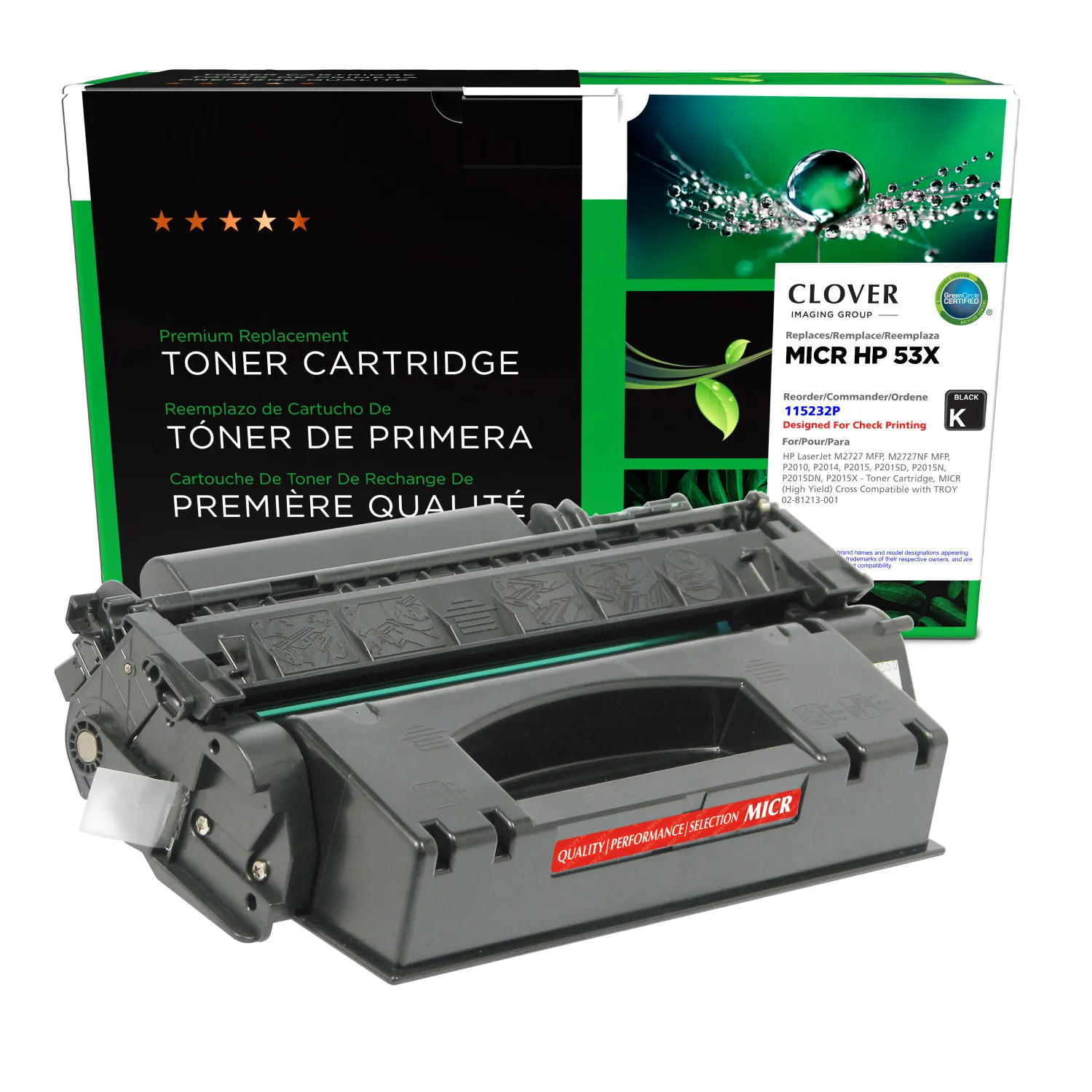 Clover Remanufactured 53X MICR High Yield Toner Cartridge for HP Q7553X 115232P