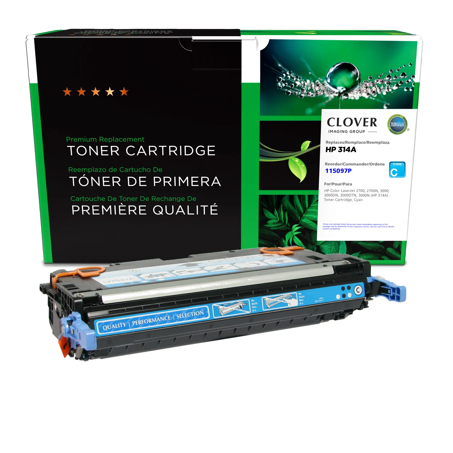 Clover Remanufactured Cyan Toner Cartridge for HP 314A (Q7561A) 115097P