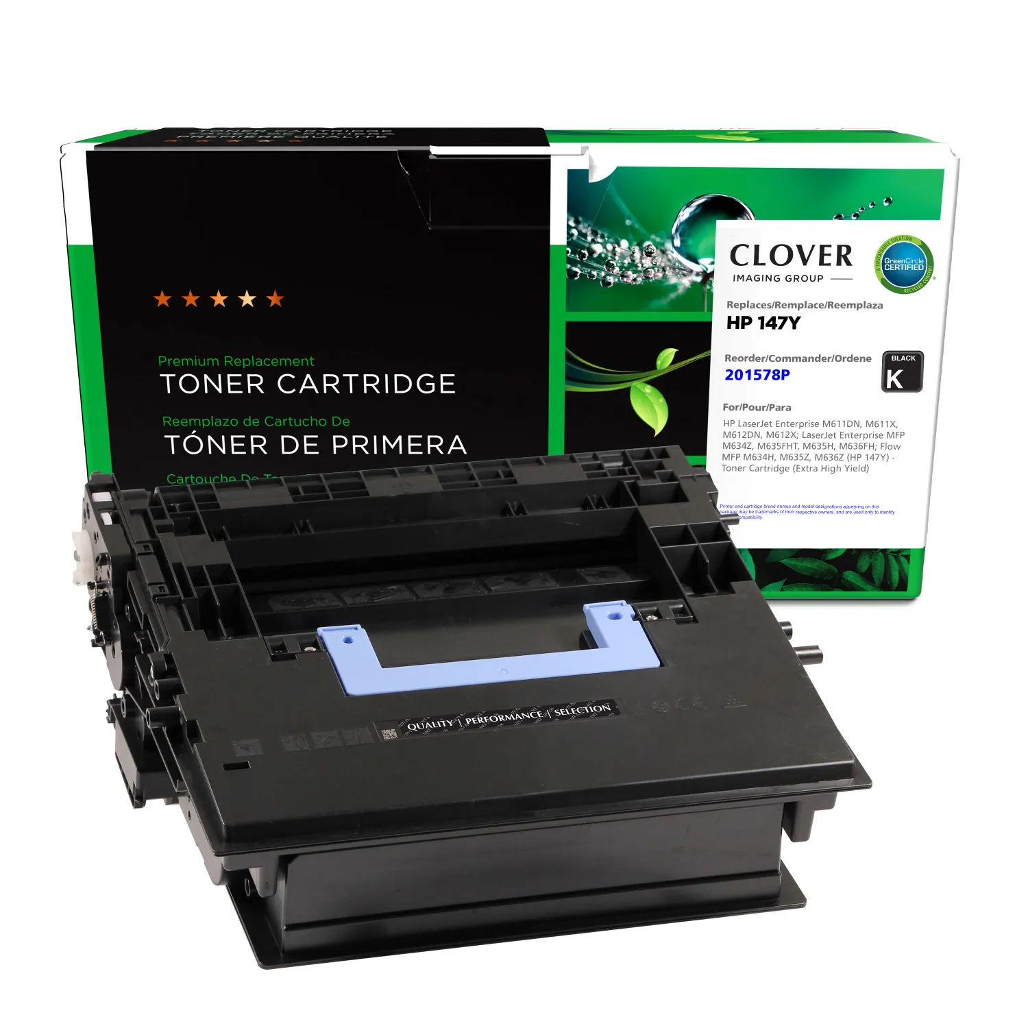 Clover Remanufactured Extra High Yield Toner Cartridge (New Chip) for HP 147Y (HP W1470Y) 201578P