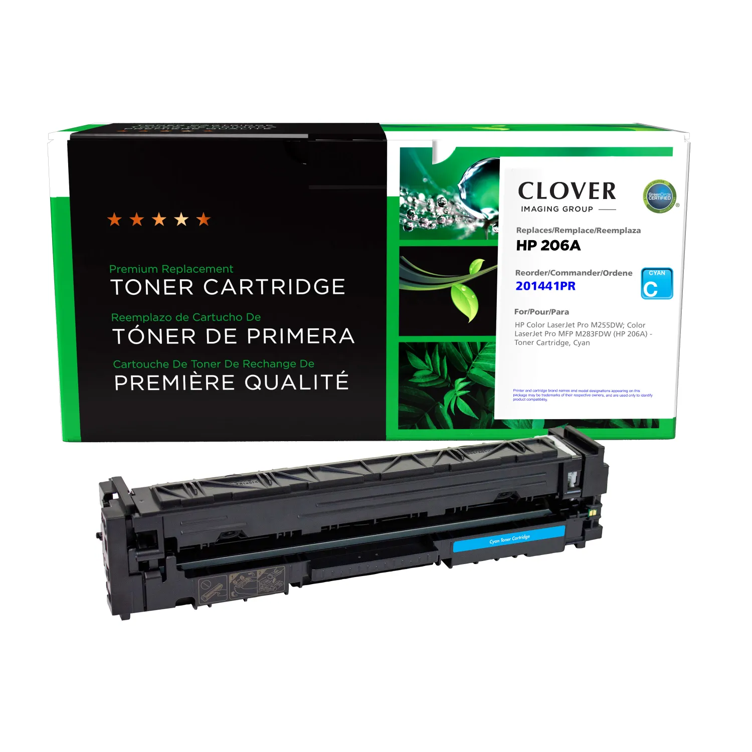 Clover Remanufactured Cyan Toner Cartridge (Reused OEM Chip) for HP 206A (W2111A) 201441PR
